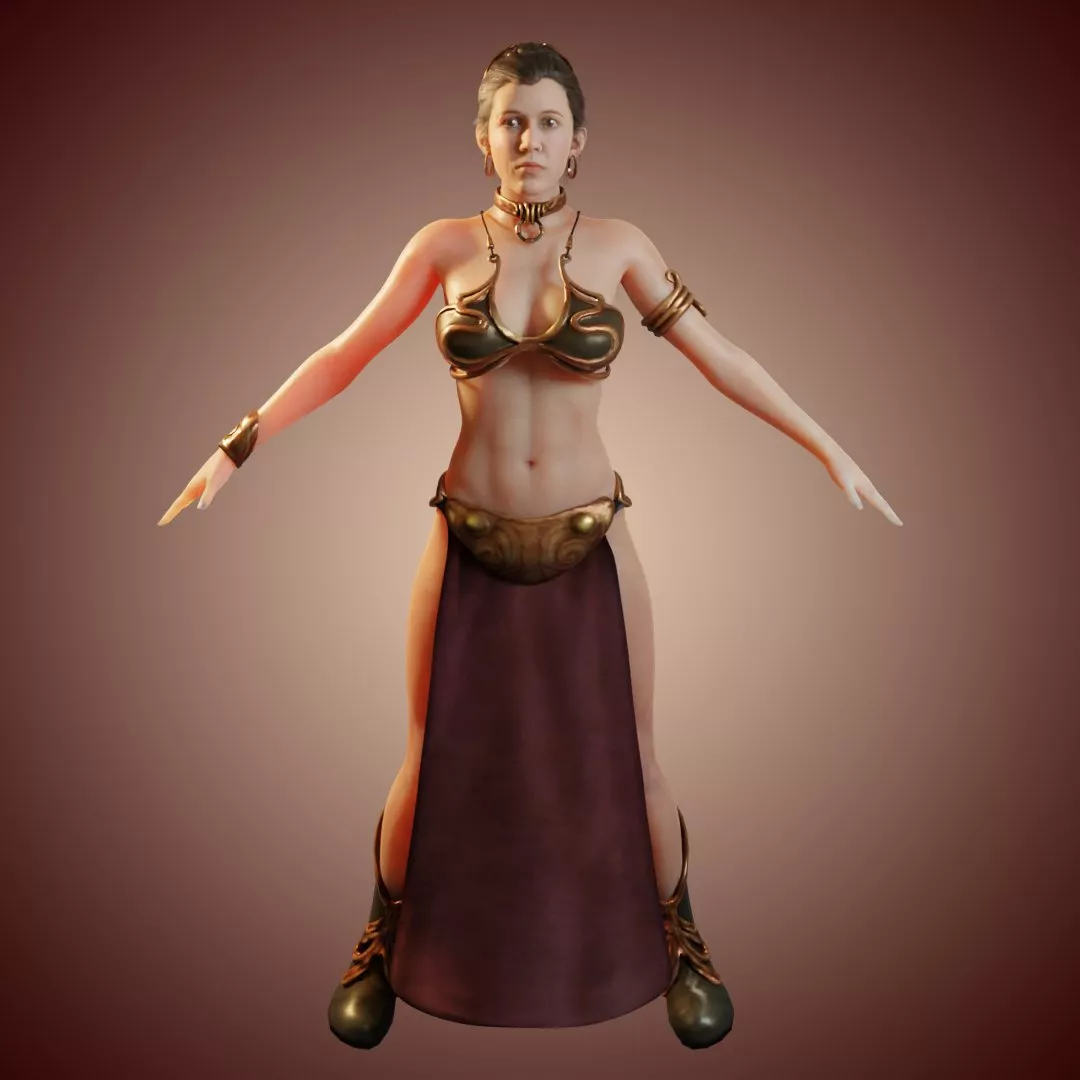 A 3D recreation of Carrie Fisher's iconic Slave Leia (Pornunga34)