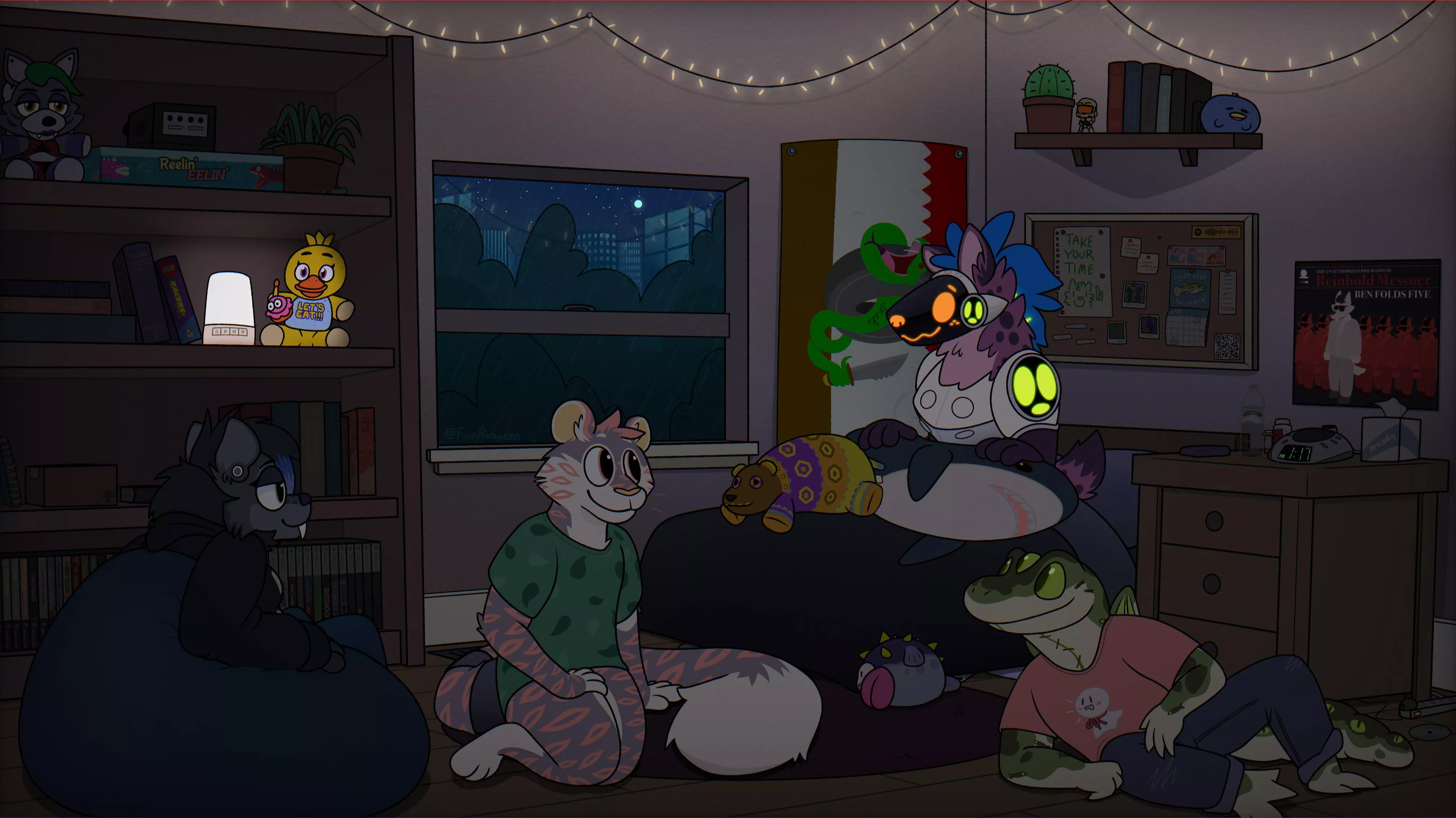 A Bedroom Scene i did, featuring some frens' ocs