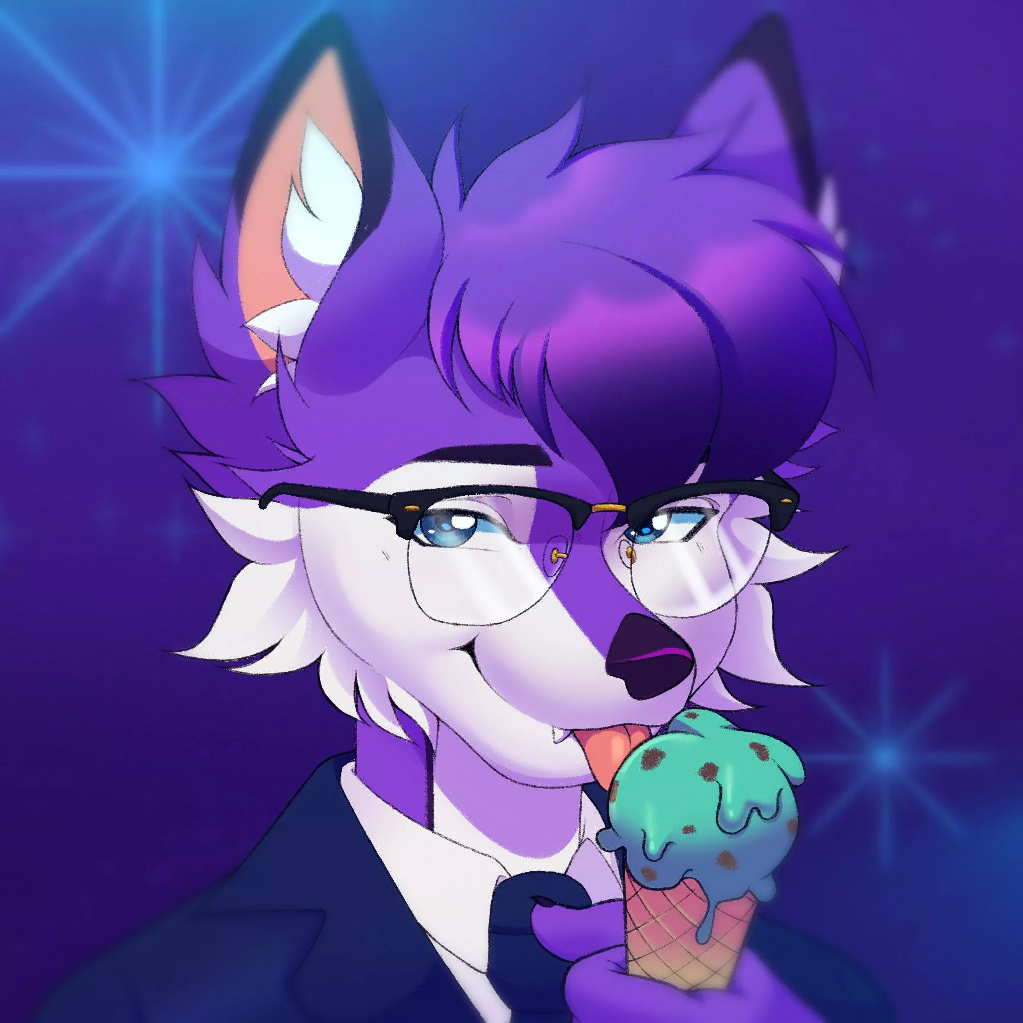 A cool wolf with a cold snack B) (Art by me, Smallfrystreams on Twitter)