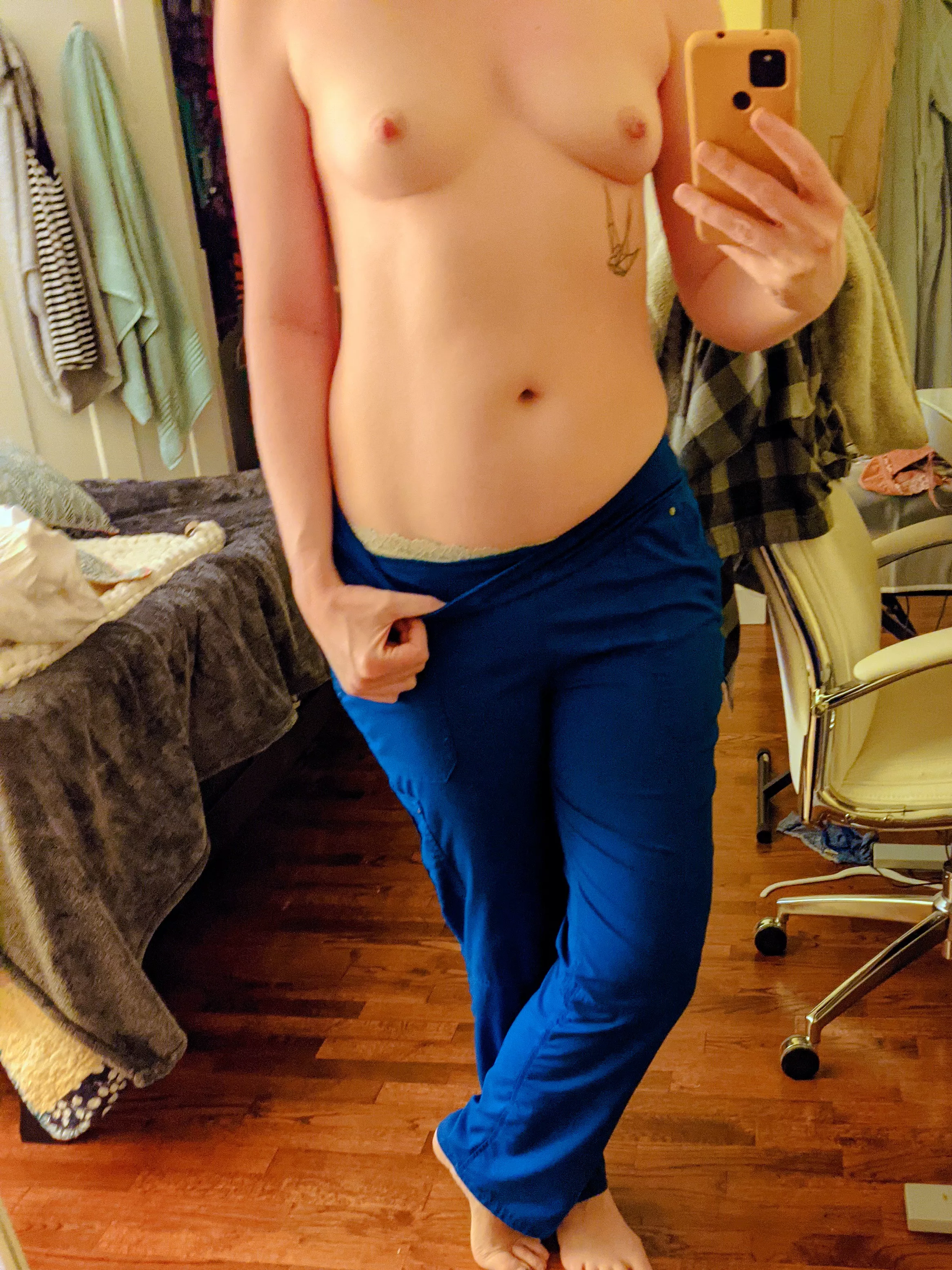 A_Cups in scrub pants