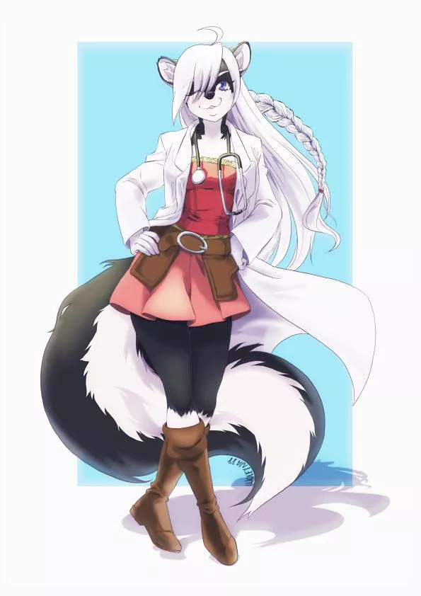 A doctor-pirate mink girl commission I did! :3 (art by me, @wolfyna88)