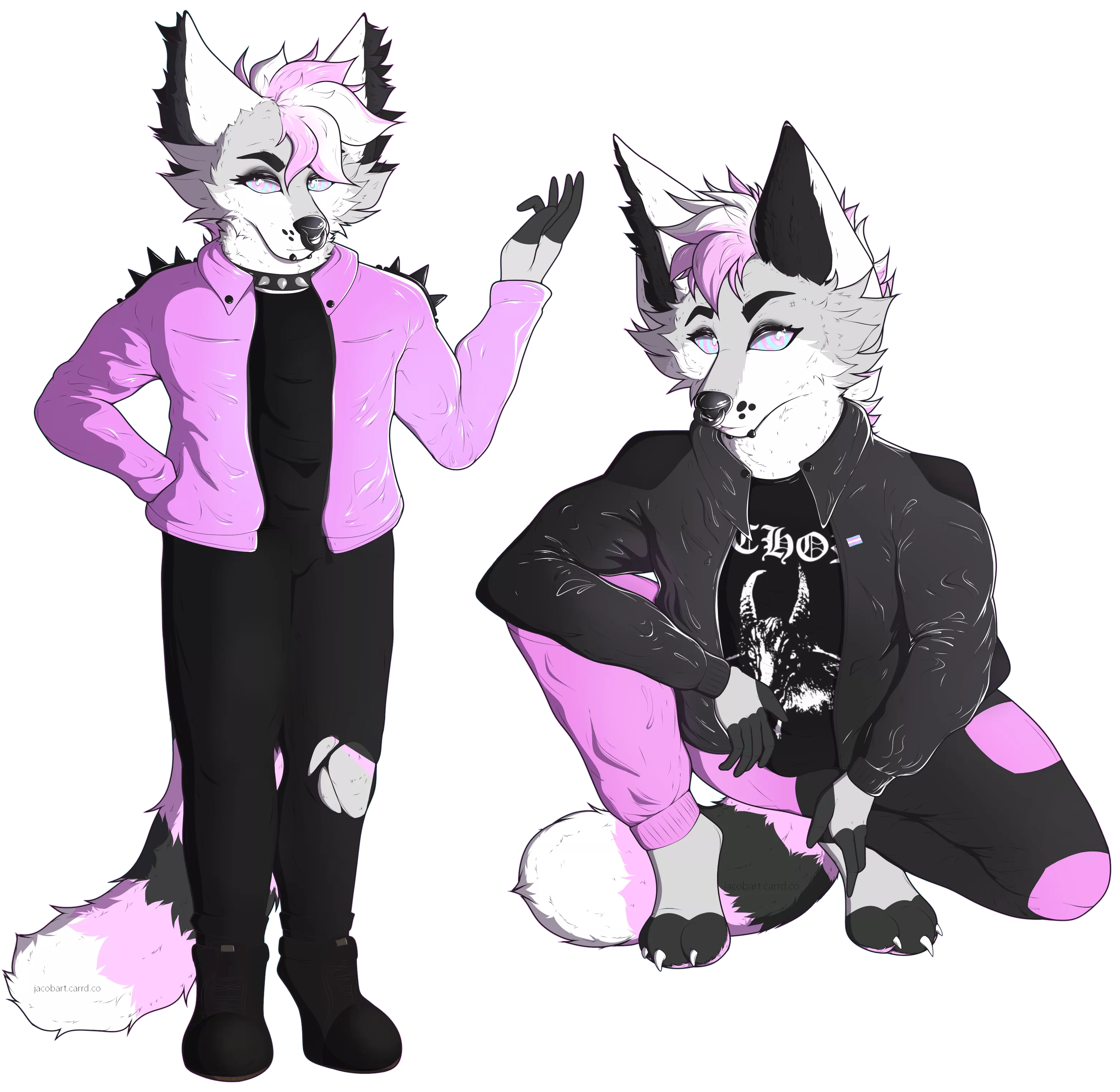 a few drawings of my fursona's outfits, by me! (OC)