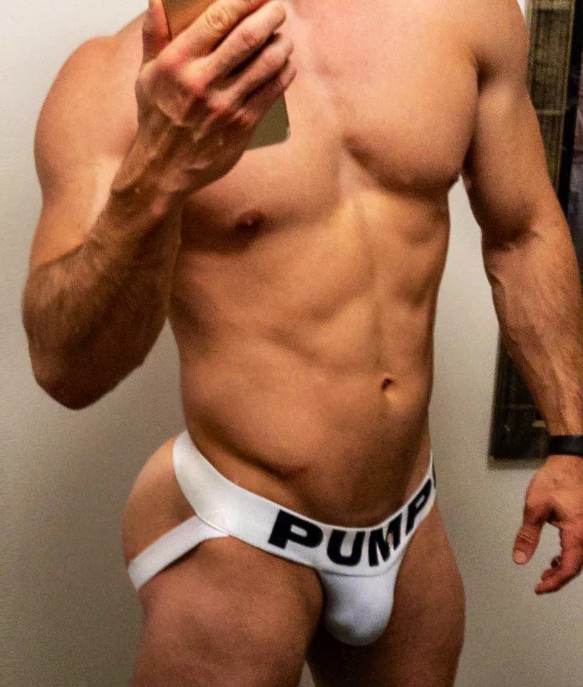 A jock in a jockstrap. I took this waiting for my buddy to come over. Ended up having a lot of fun together ðŸ†ðŸ’¦ðŸ¤¤