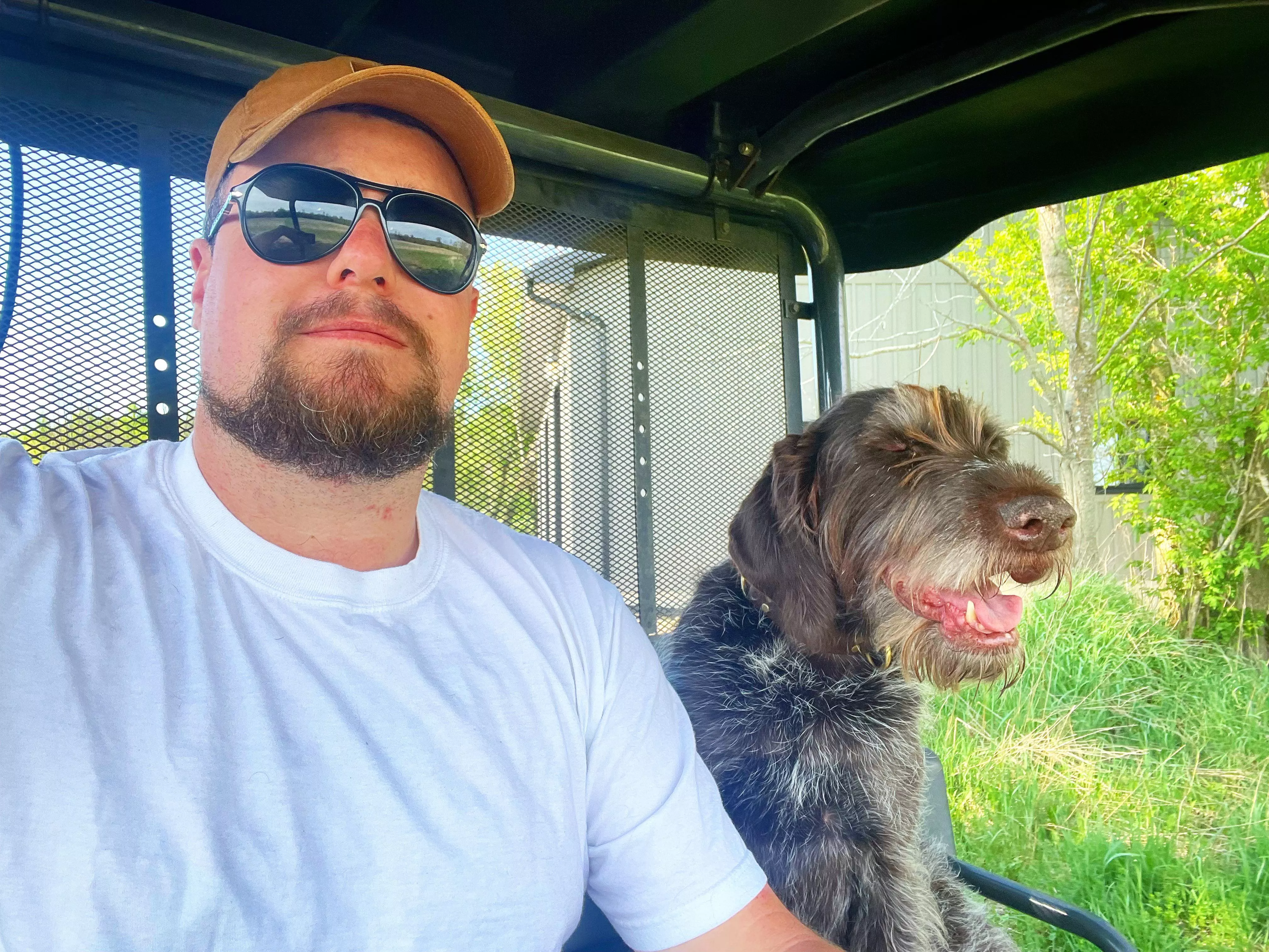 A man and a dog, out for a ride