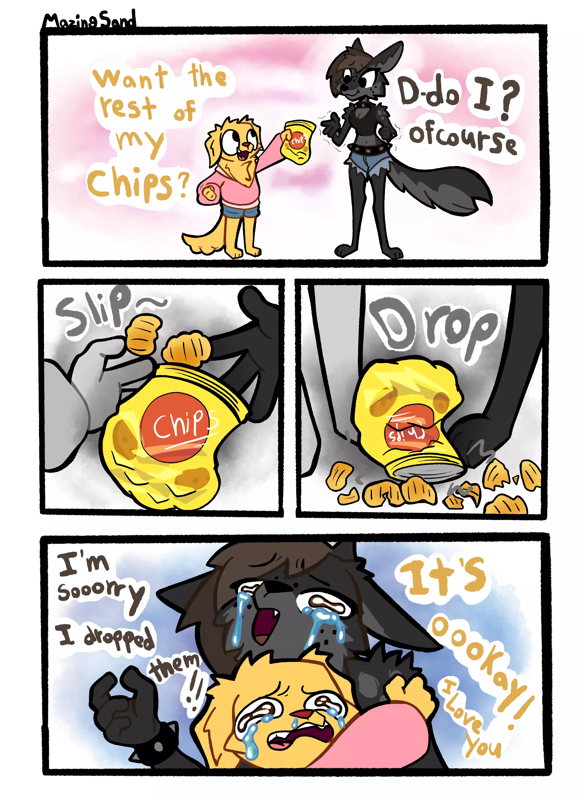 A mazingDOG COMIC!!! featuring Serarel ! “The fall of the bag of chips”(art by me)