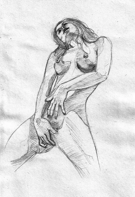 A quick sketch of a woman touching herself - artwork by me