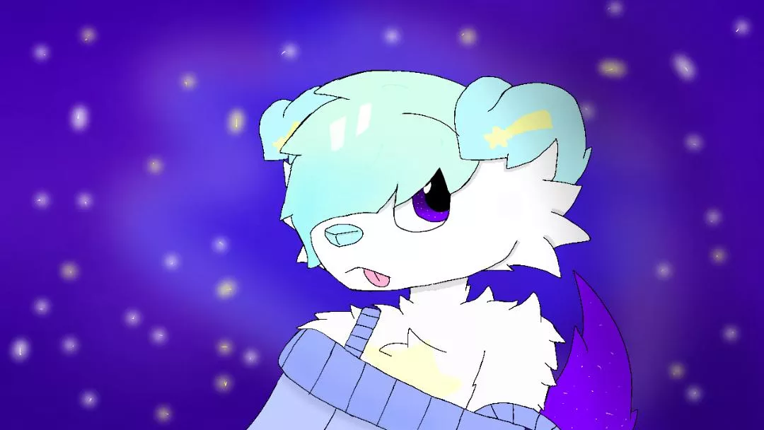 A Redraw of my fursona being fluffy and spacey