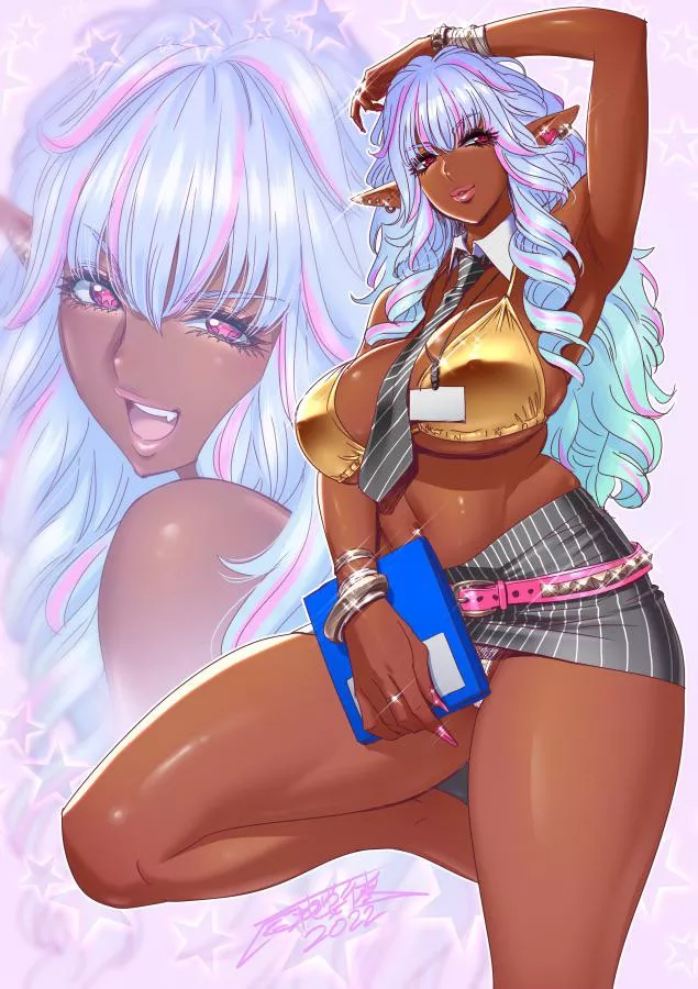 A sexy and Thicc Dark Elf mommy channeling her inner gal.