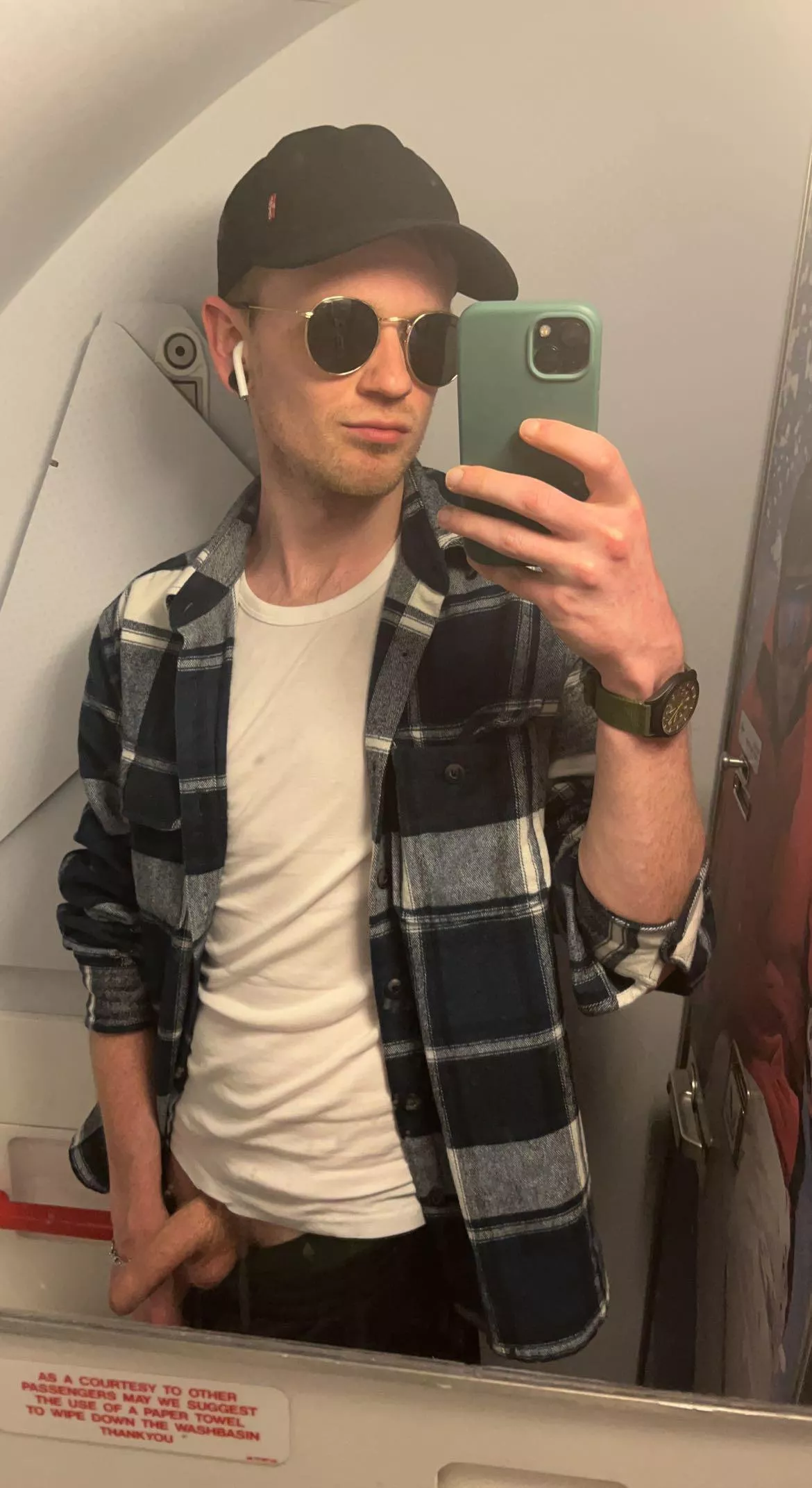 Aeroplane toilet selfie