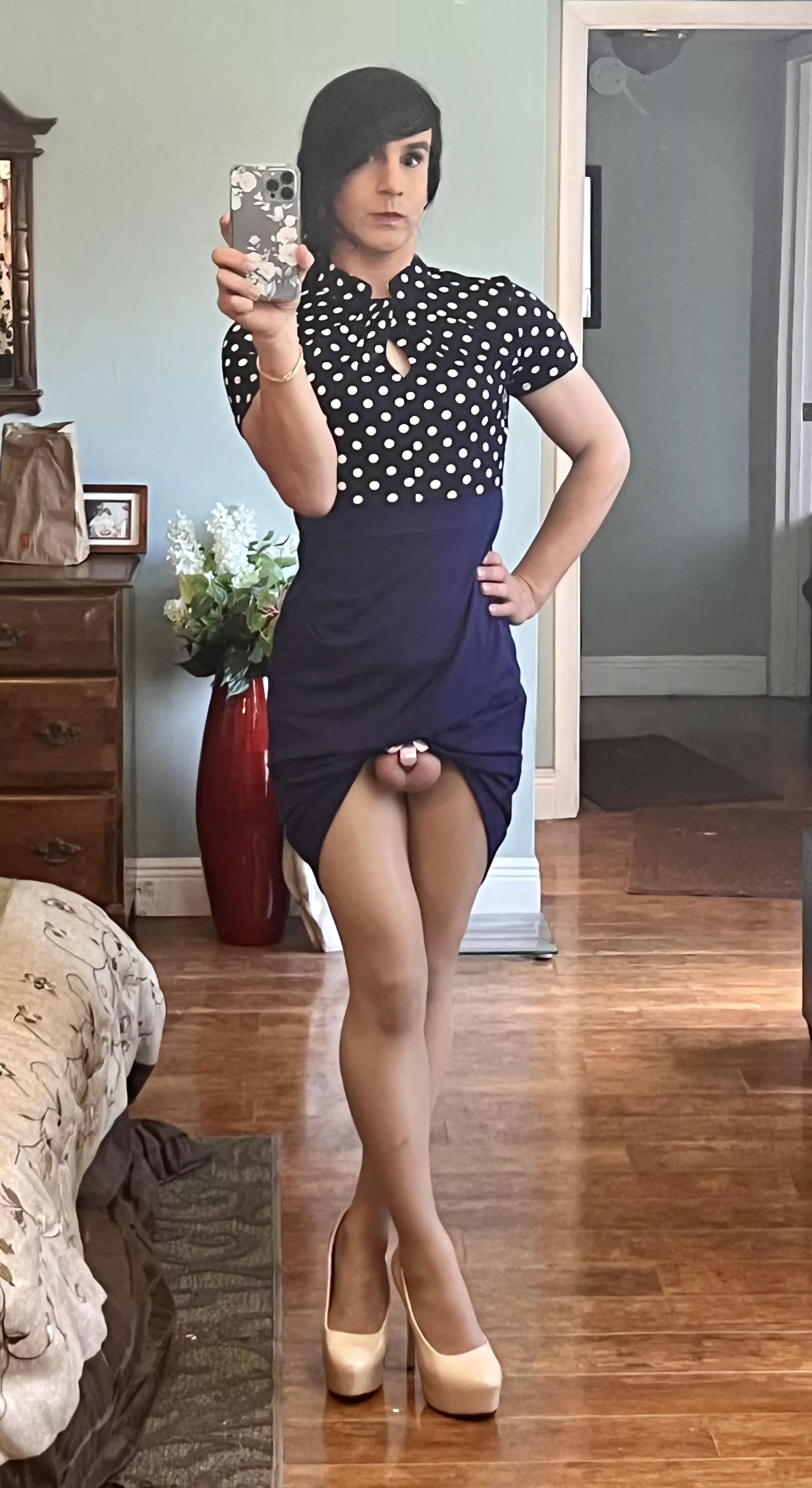 After 7 months of being totally chaste, I look way better than I ever did. Somebody bought me that dress. Nobody ever bought me anything before the chastity.