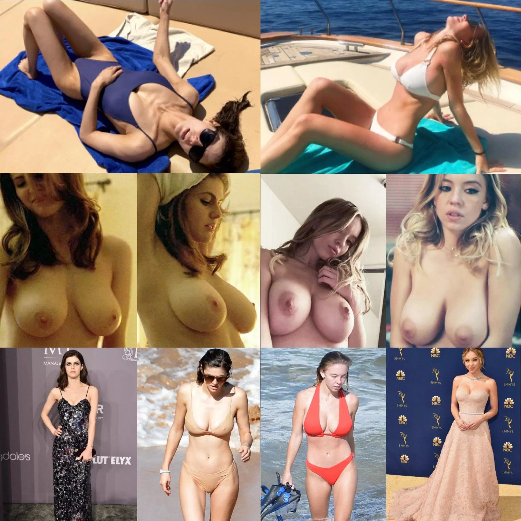 Alexandra Daddario and Sydney Sweeney collage