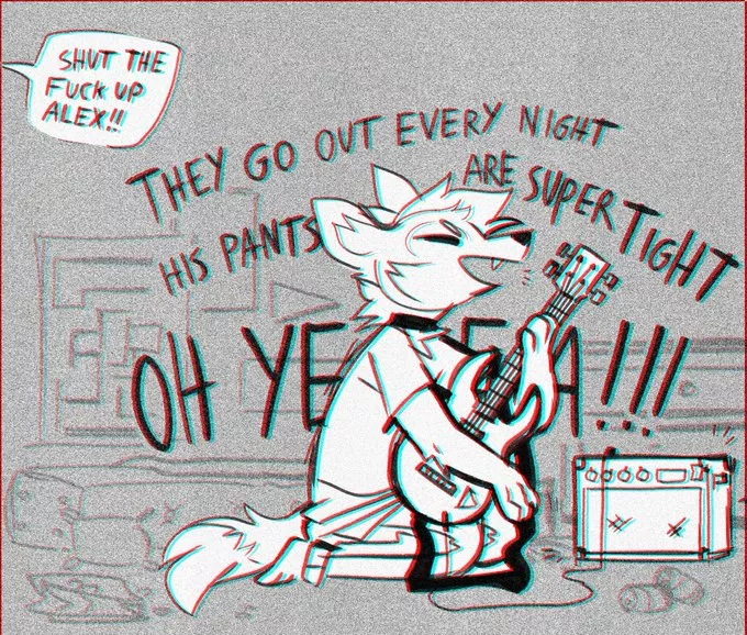 Alex's 2am practice sessions aren't always appreciated [@KaleidoCollie]