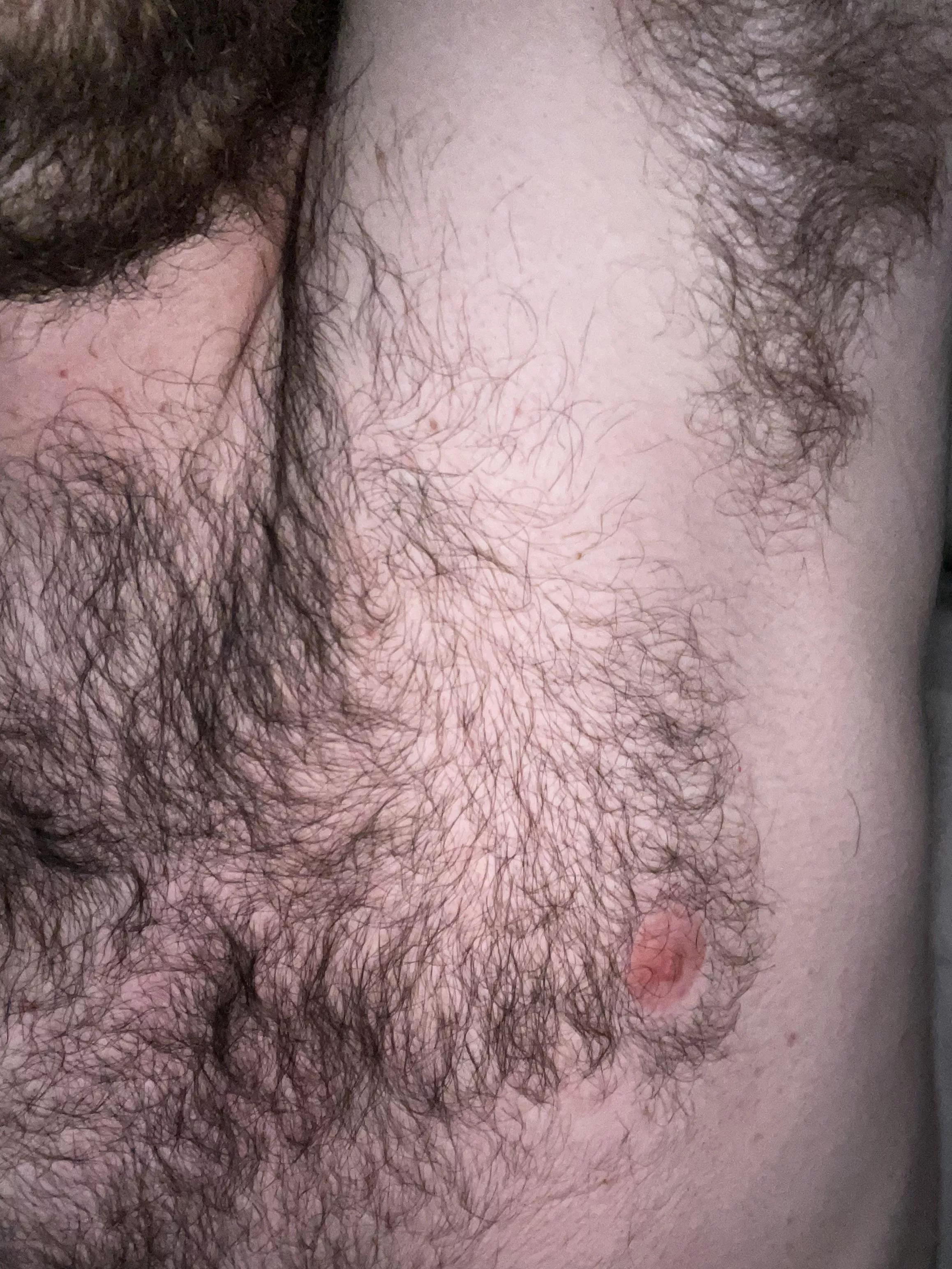 Almost connected to chest hair