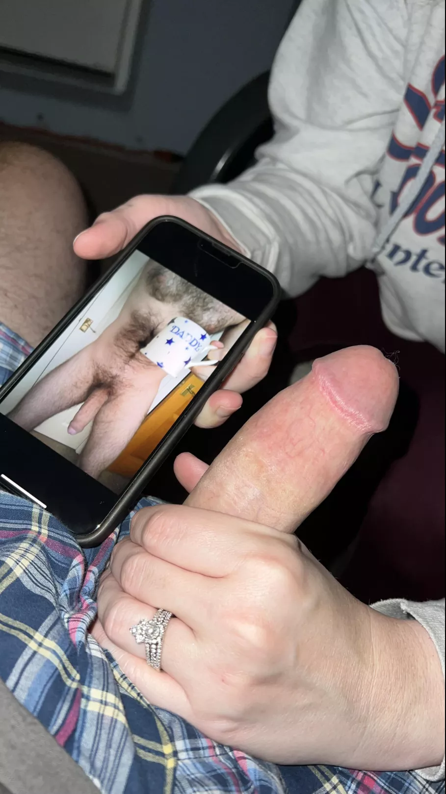 Always nice when a wife shows your cock to her husband...