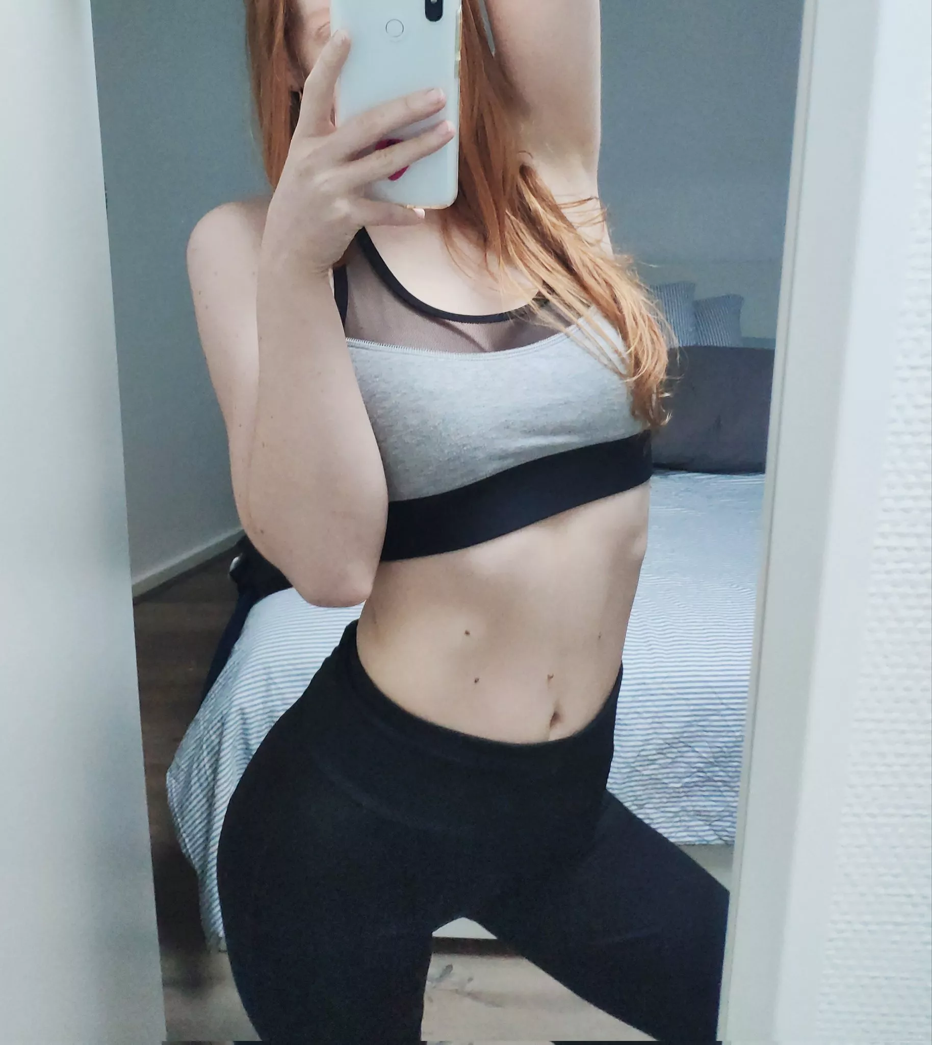 always working out in a short top