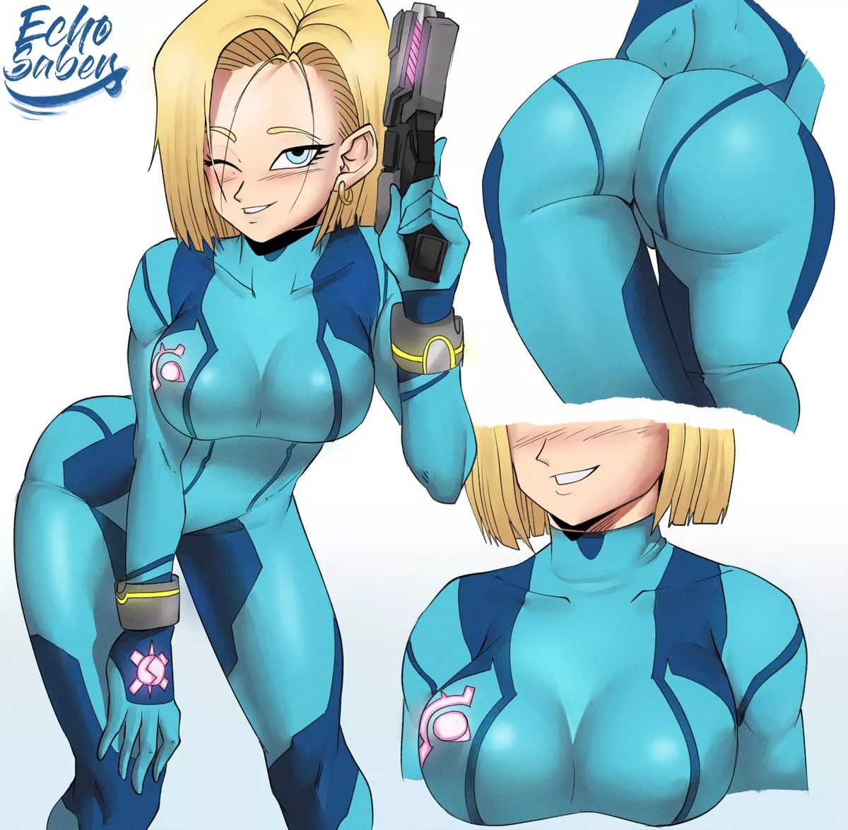 Android 18 as Zero Suit Samus (Echo Saber) [Dragon Ball]