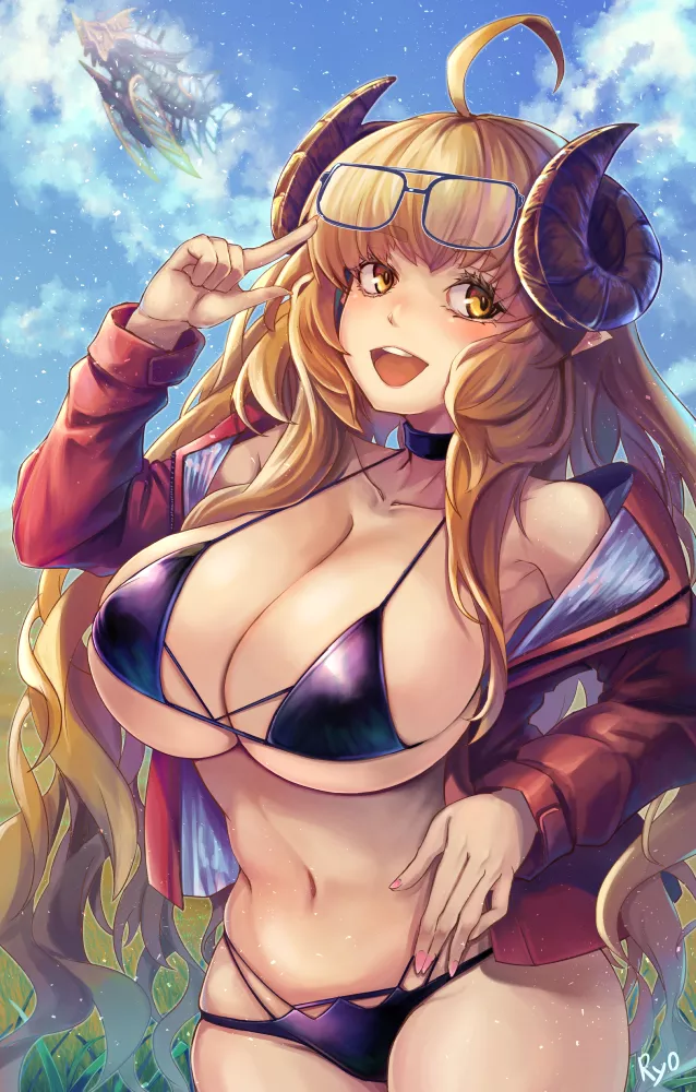 Anila Black Bikini Salute (RyO) [Granblue Fantasy ]