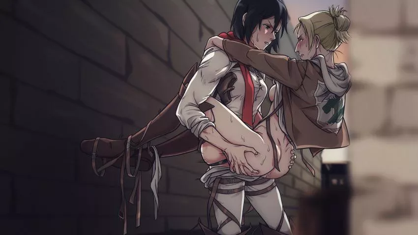 Annie riding futa Mikasa (Attack on Titan)