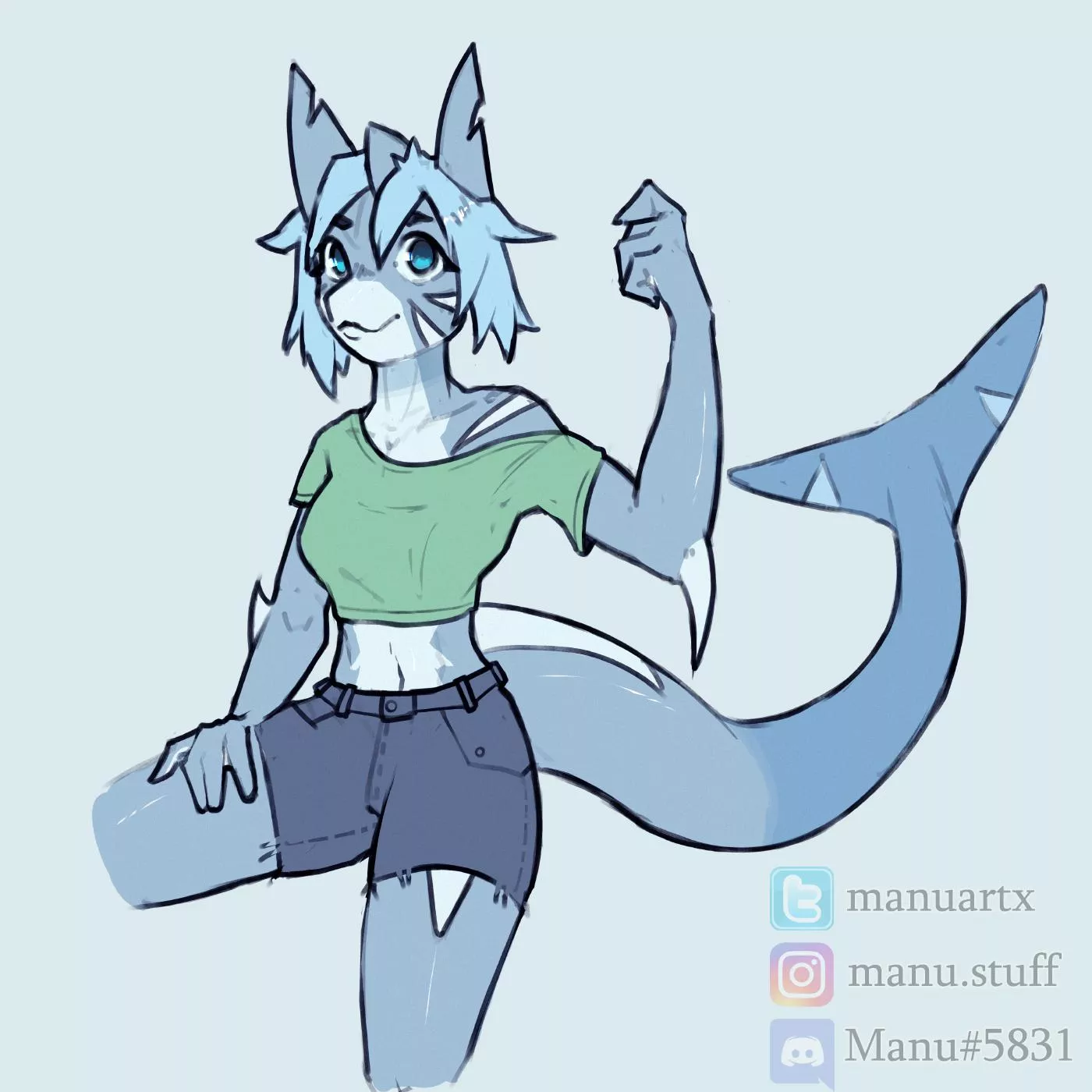 Another doodle - cute shark girl! [art by me, @manuartx on twitter]