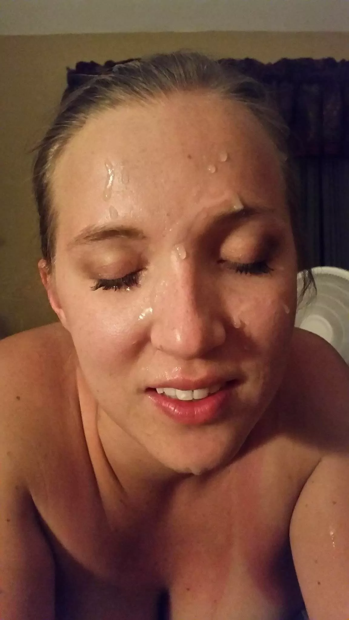 Anyone else want to add their cum to my face?