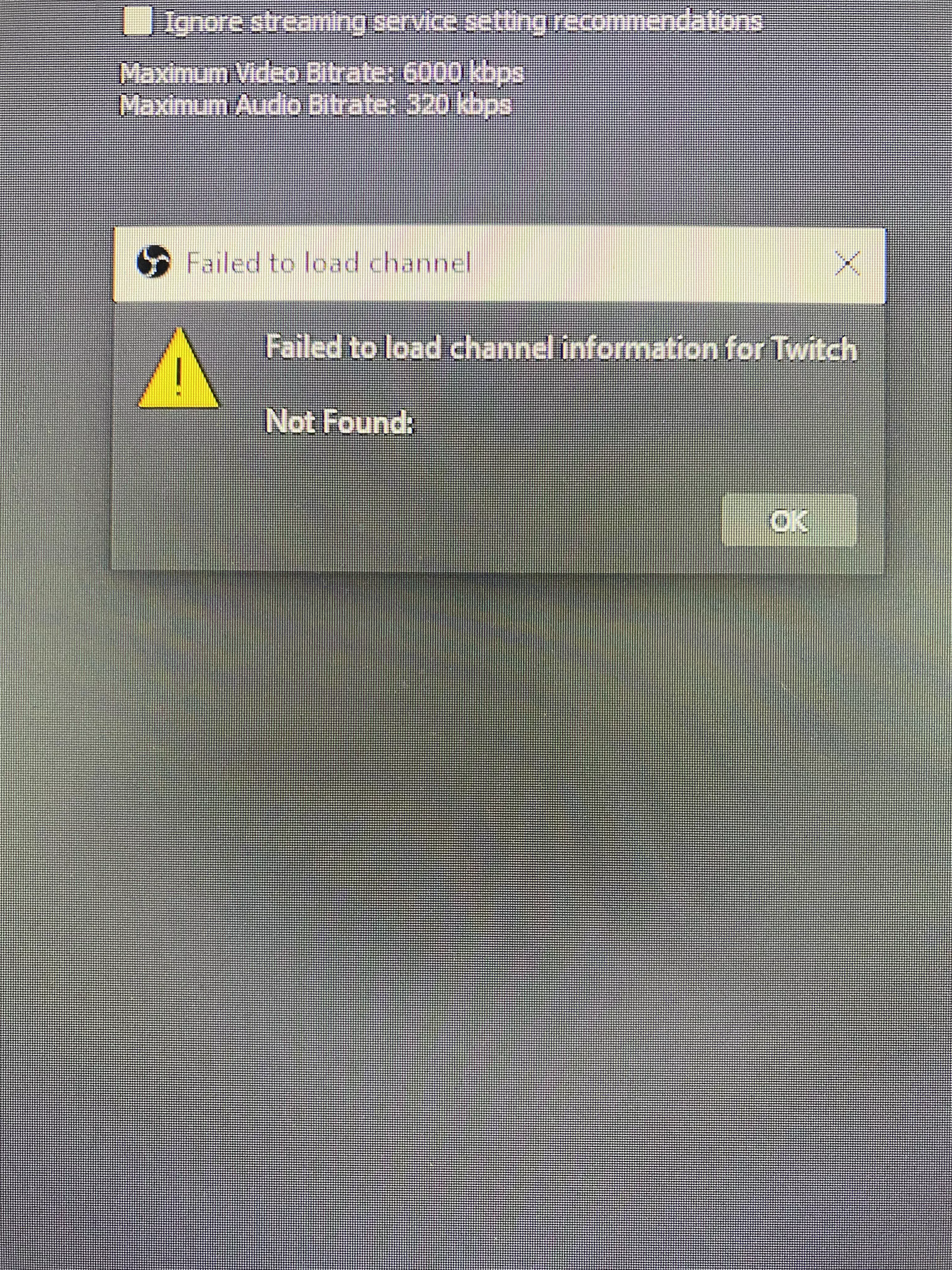 Anyone know what’s causing this error? I didn’t delete my account or anything, just updated some info as I managed affiliate but obs can’t seem to connect my account.