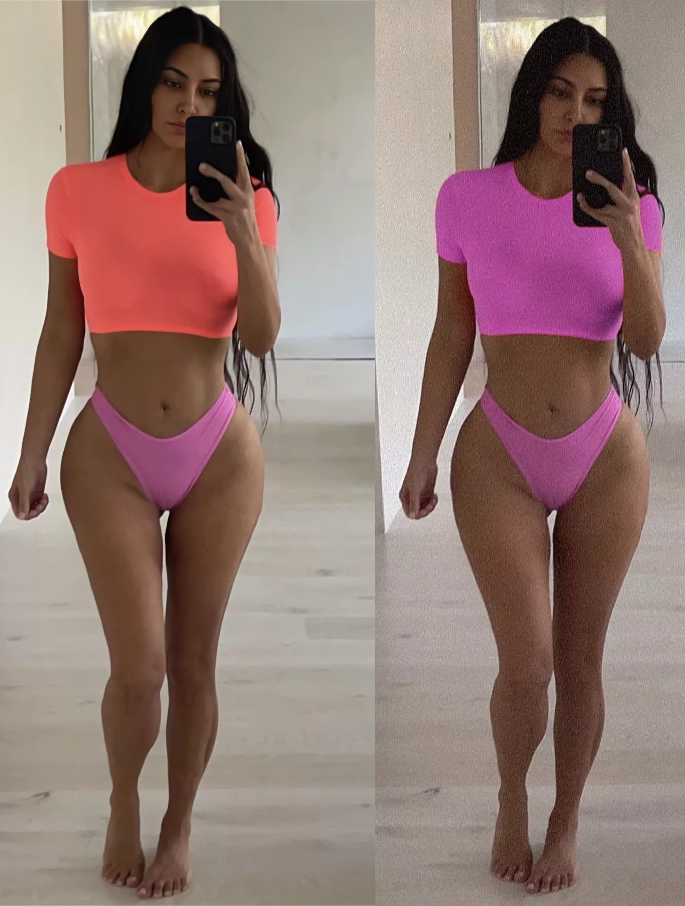 anyone know why she edited the top to make it pink? had the left photo saved from last year