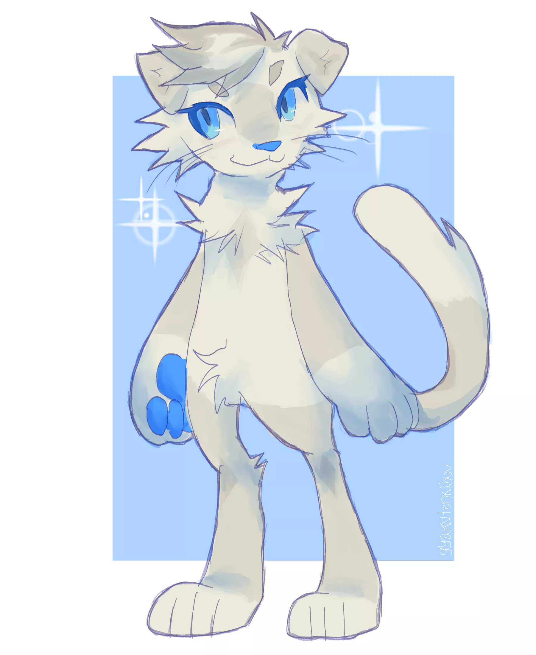 Art i made for a friend! Scottish fold kitty!! My comms are open >: )