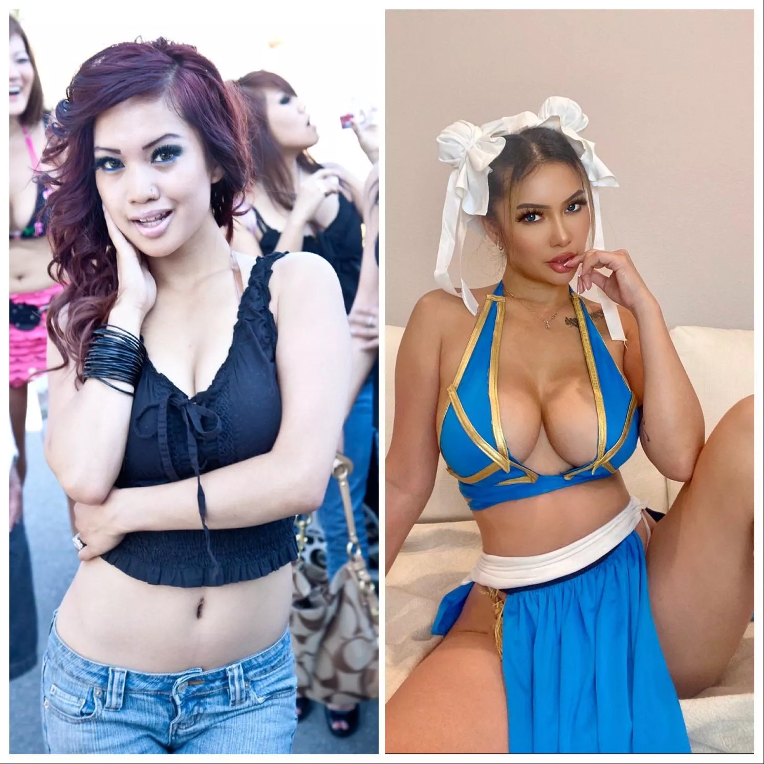 Ashley Vee before and after her upgrades