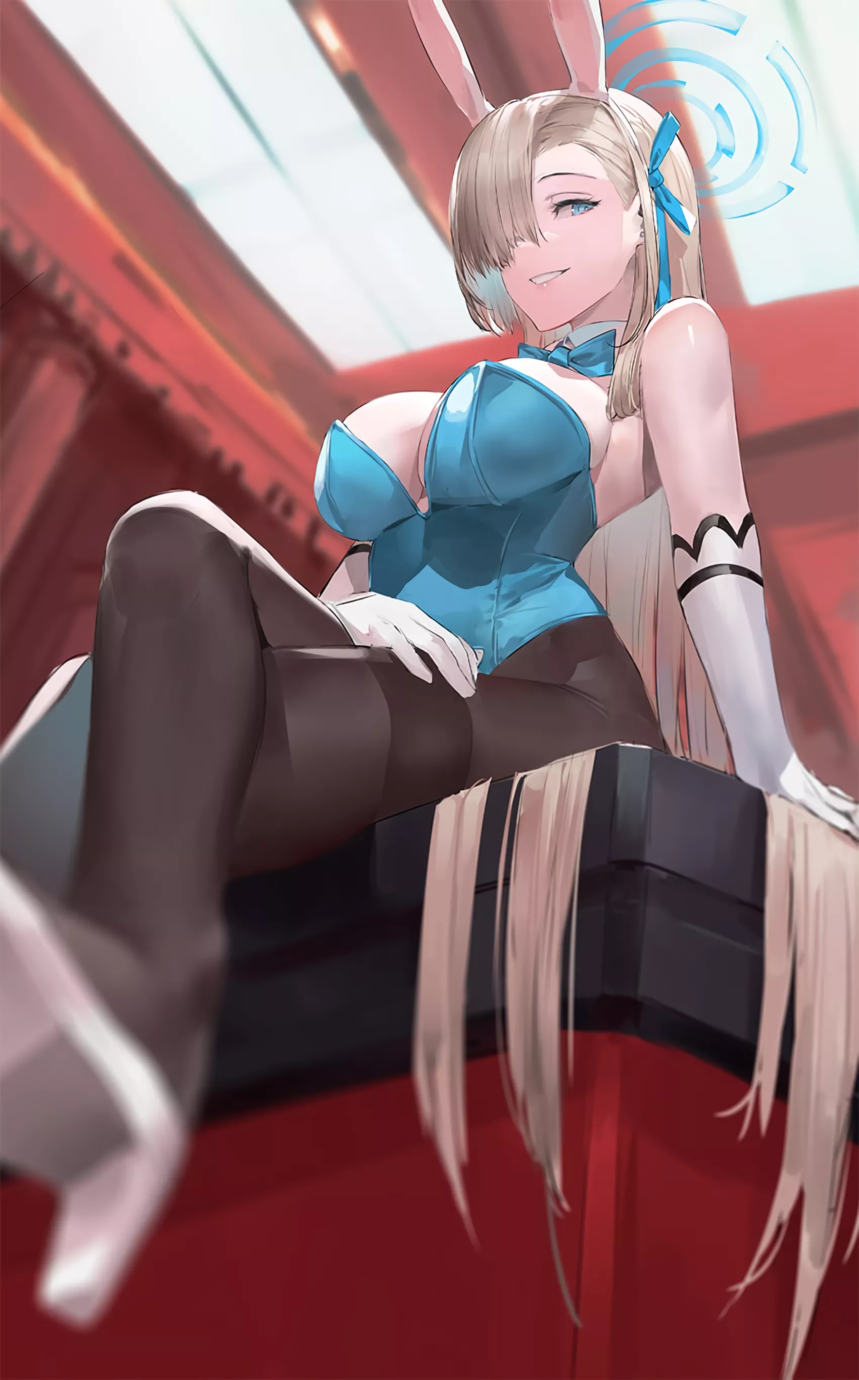 Asuna with crossed legs from below (blazpu) [Blue Archive]