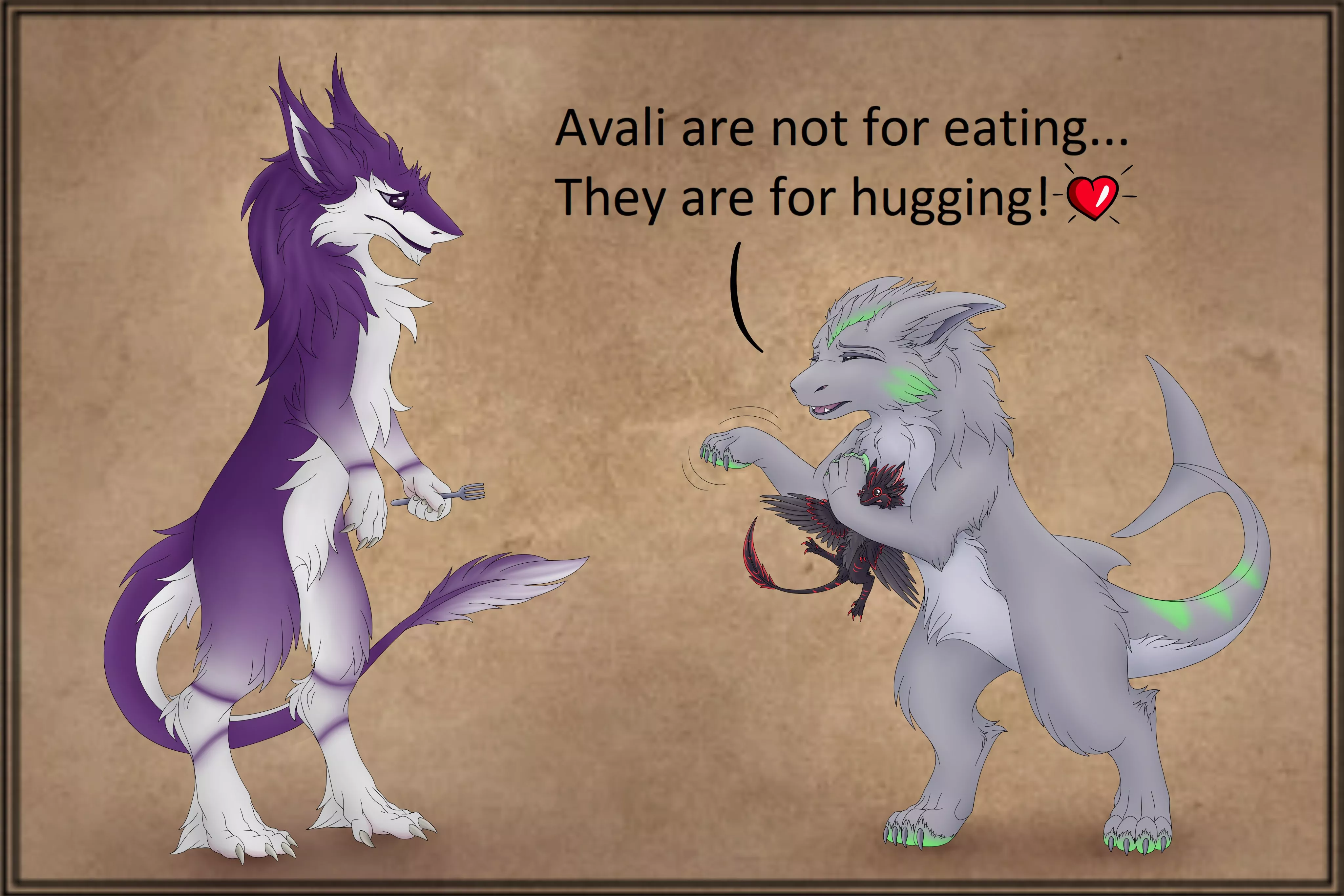 Avalis are friends not Food! (Art by @Kyra70277283 on Twitter)