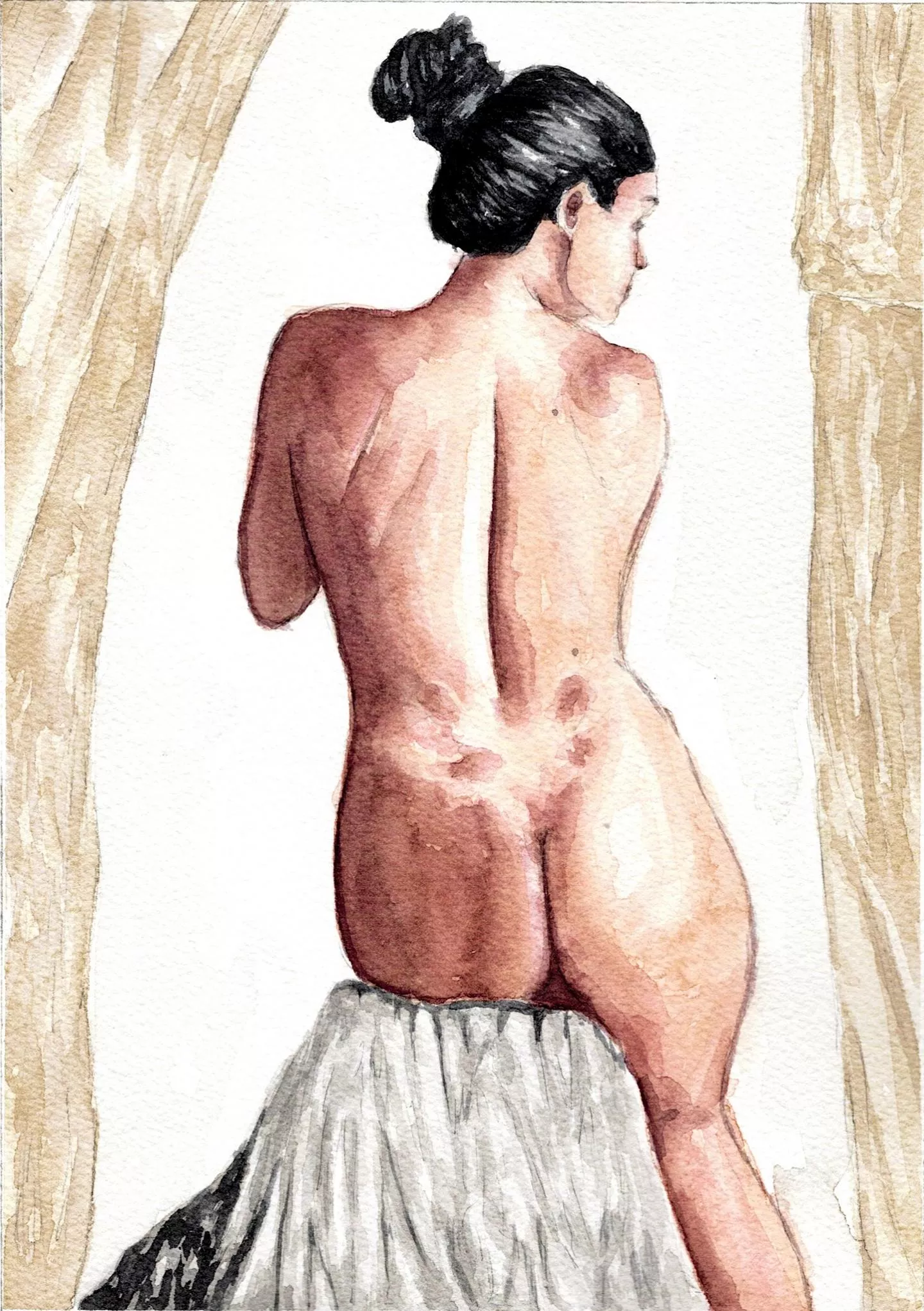 back, by me, watercolor, 2022