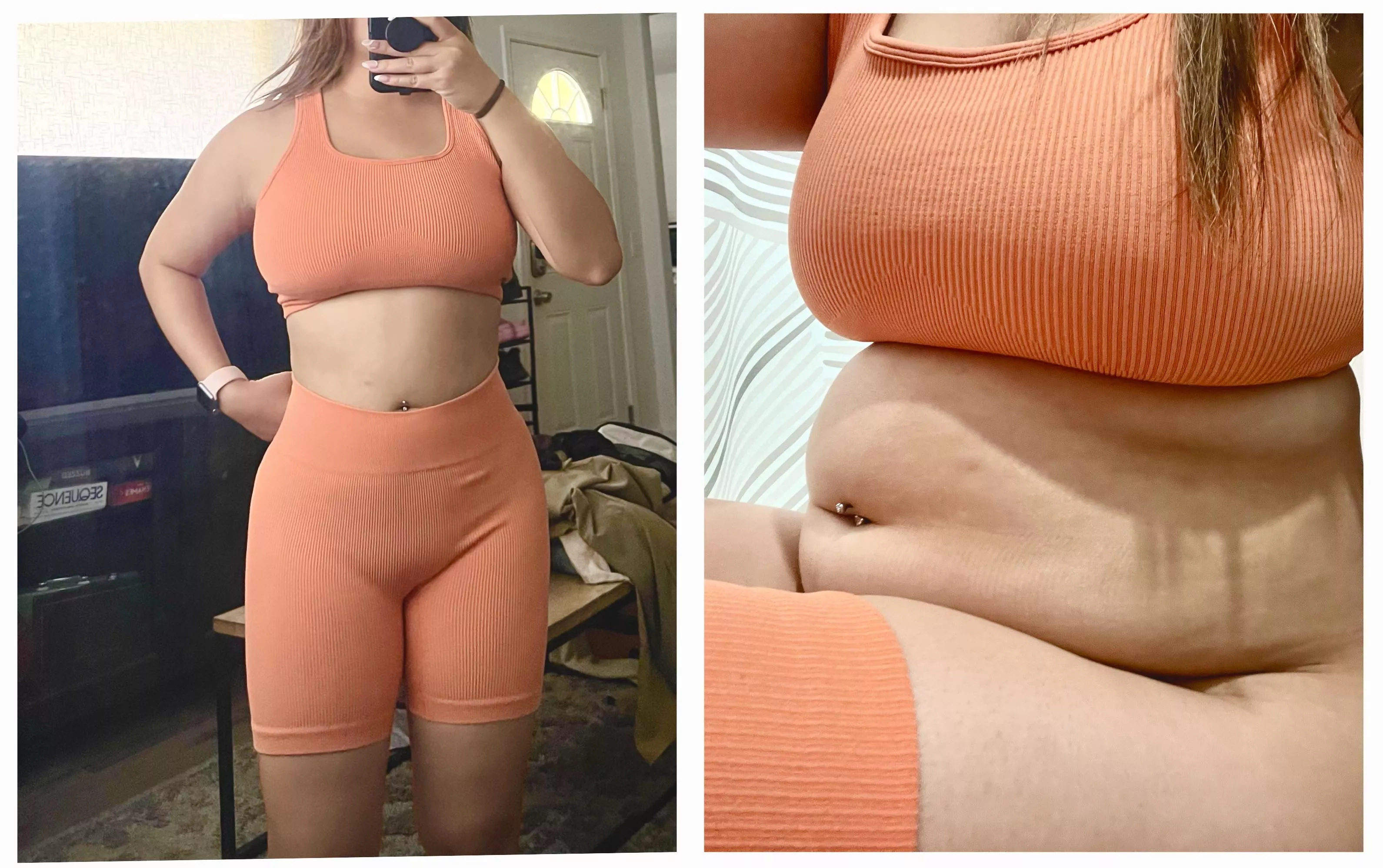 Ballooned out of this orange â€œgymâ€ outfit ðŸ§¡