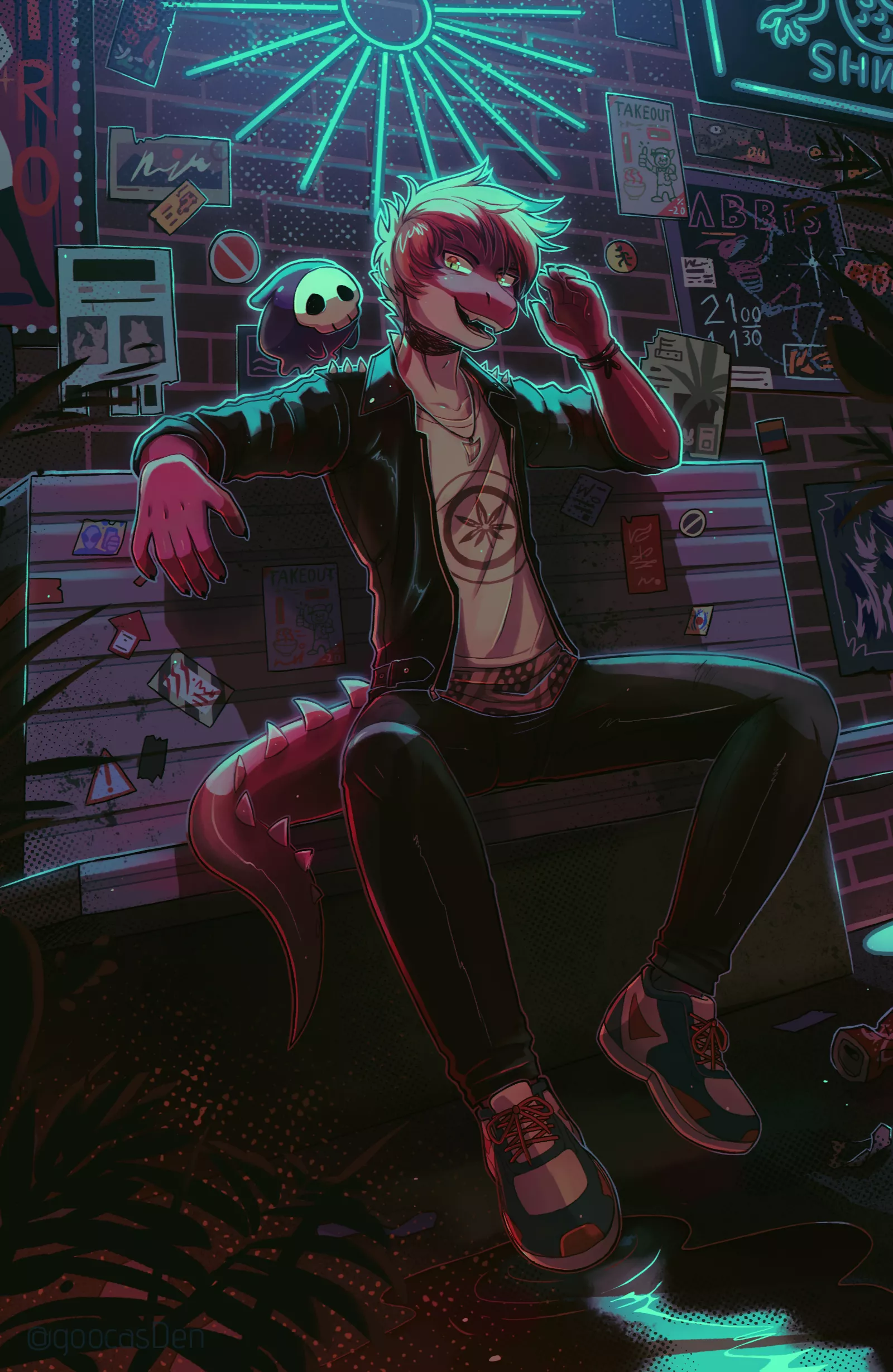 Basking in the neon glow âœ¨ (commission by me @goocasden)