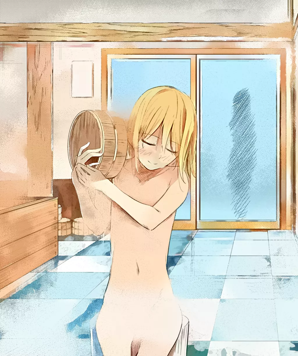 Bath time 🙈 Kobinata Shin from manga Trap Heroine (Kohinata Makoto from Torappu Hiroin) AI colorized