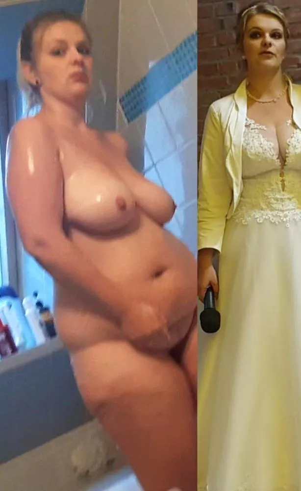 BBW Bride dressed undressed