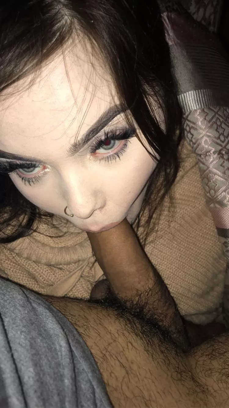 Beautiful girl with dick in her mouth