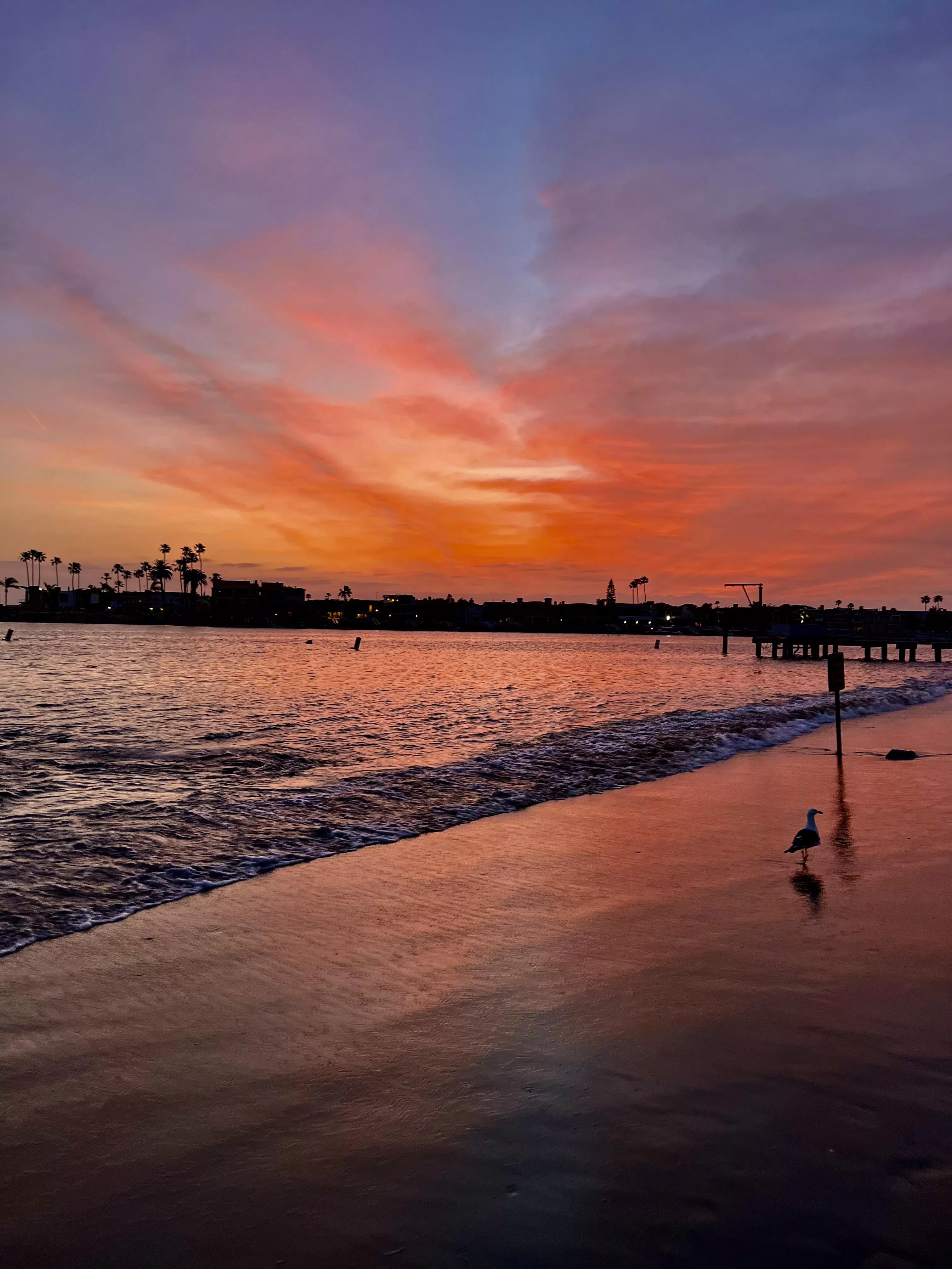 Beautiful sunset on China Cove Beach in Corona del Mar, Newport Beach California