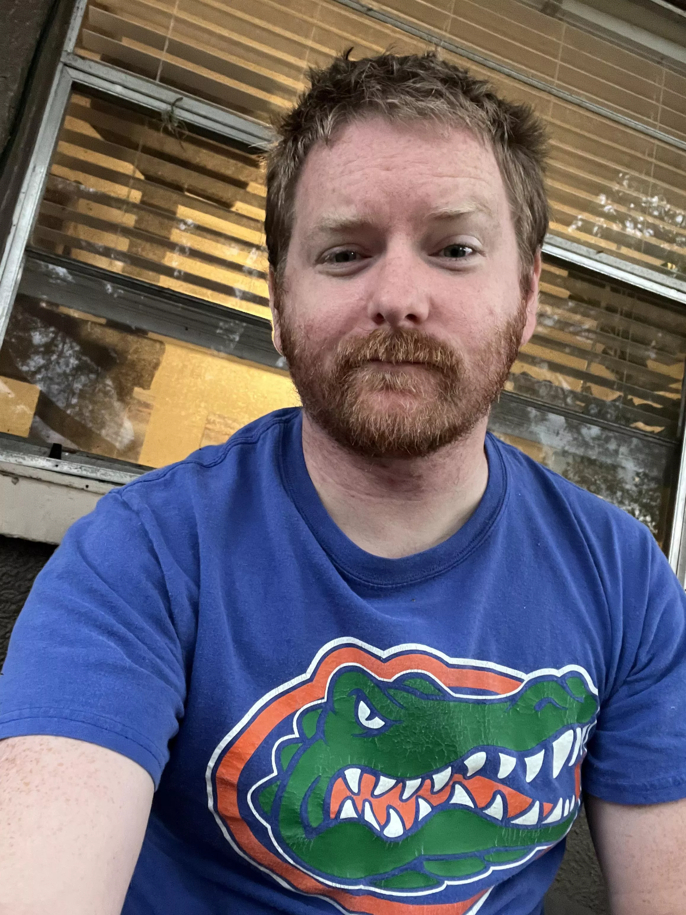 Bed head me causally waiting on the storms to roll in.