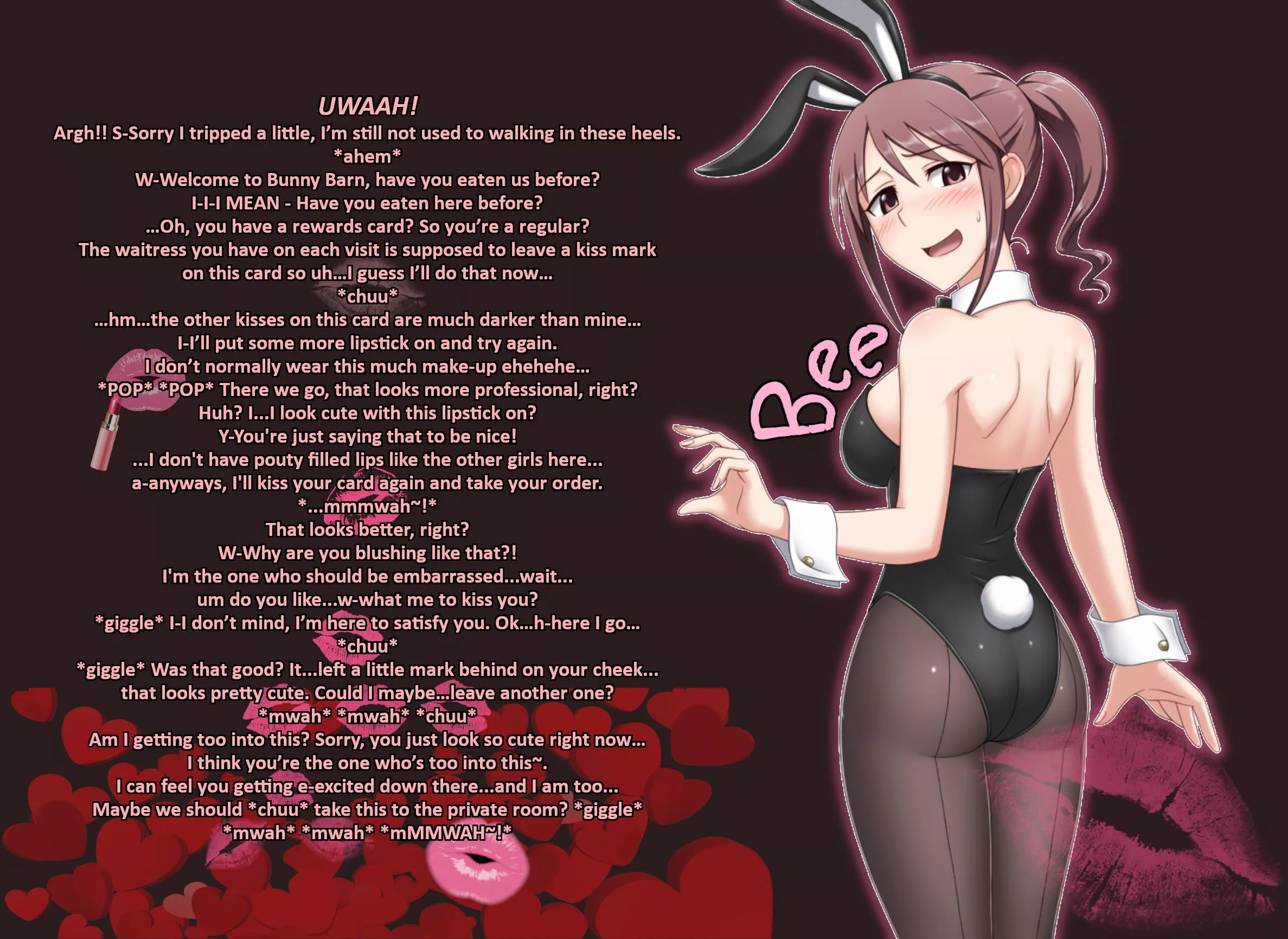 Bee, the Shy and Clumsy Bunny Waitress~! 😅💄💋 [Lipstick] [Kissing] [Wholesome] [Adorkable]