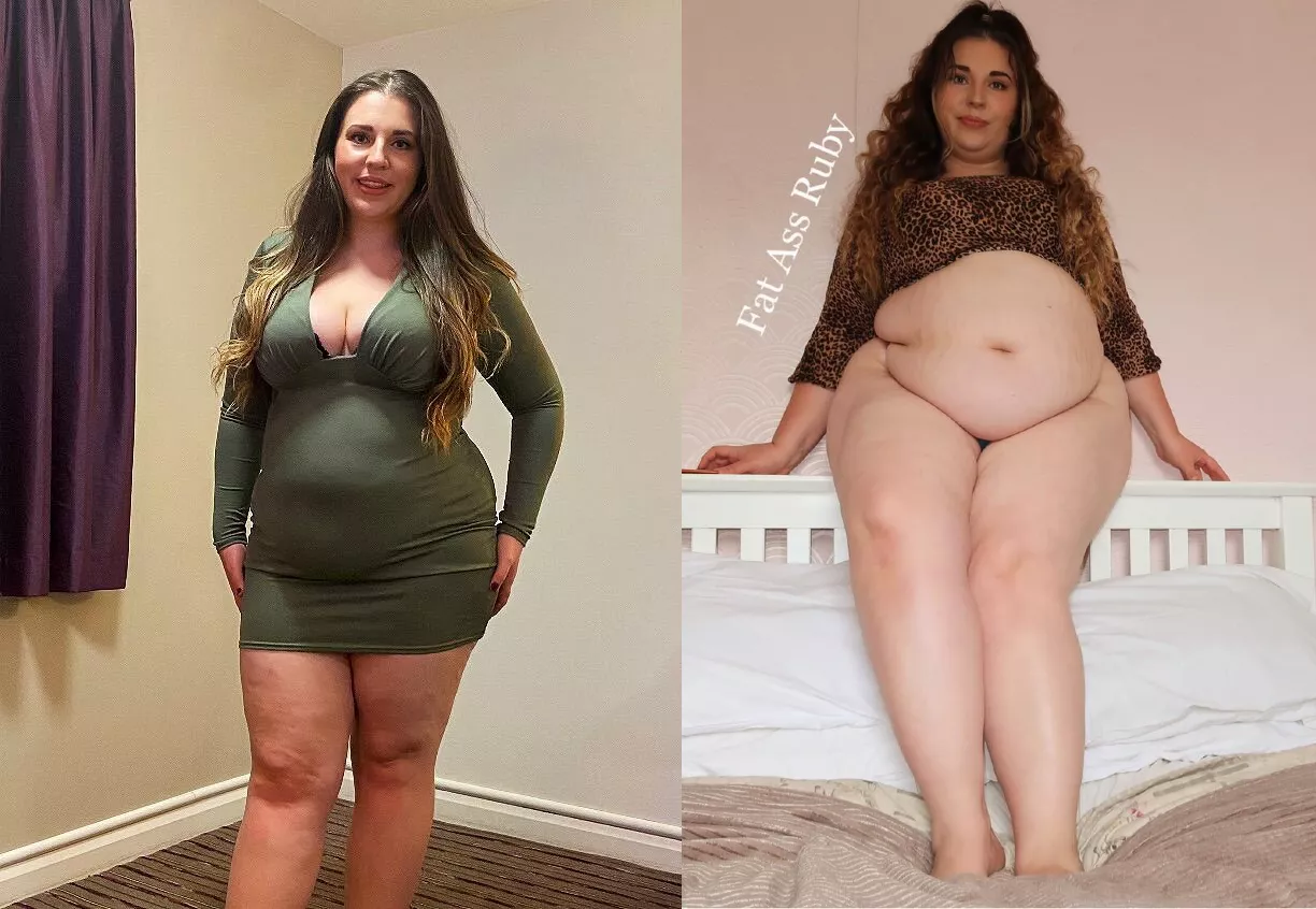 Before After - beautiful feedee Fat Ass Ruby