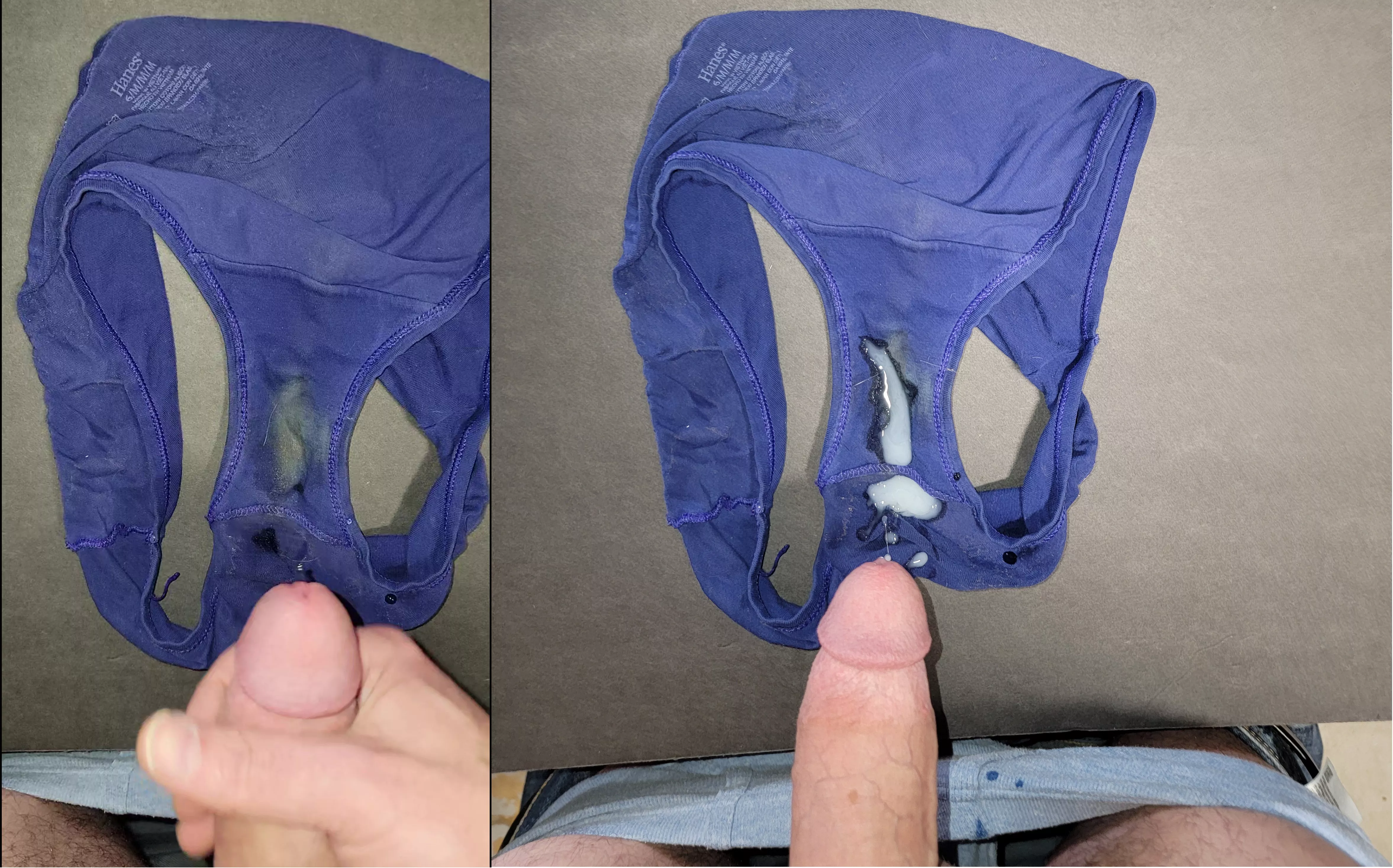 Before and after on my wifes dirty panties