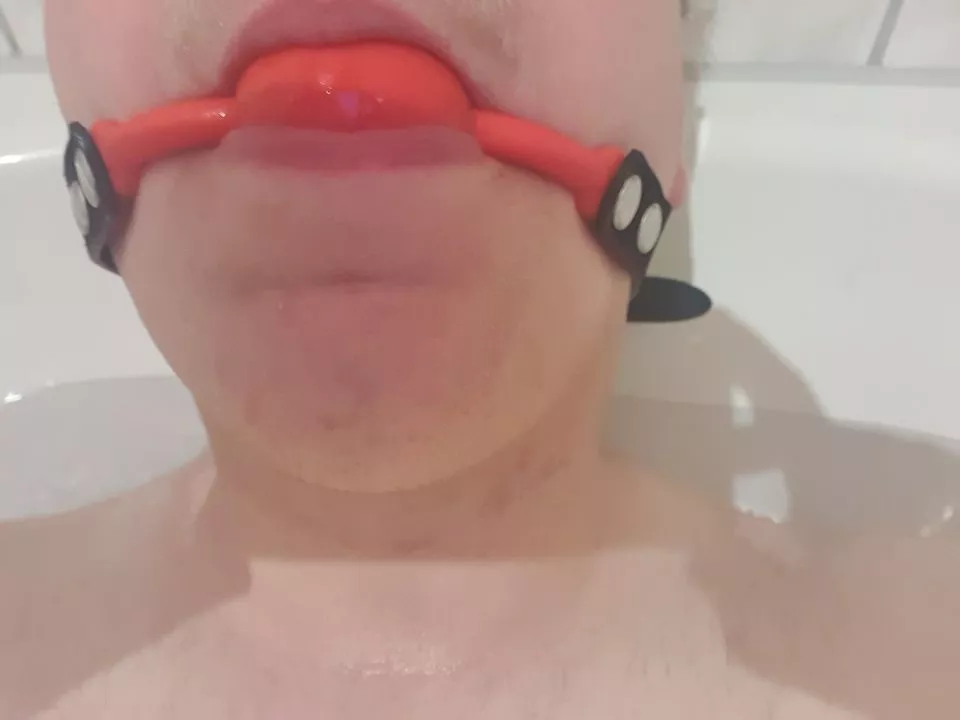 being a good boy and staying gagged till miss is home again