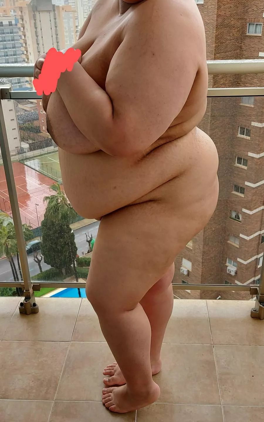 Big belly on a big balcony