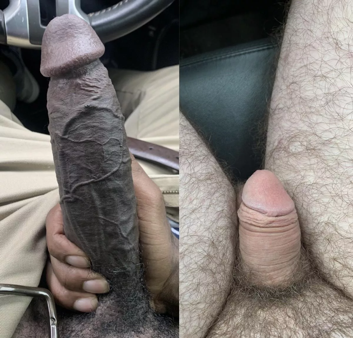 Big black cock against me in the same car