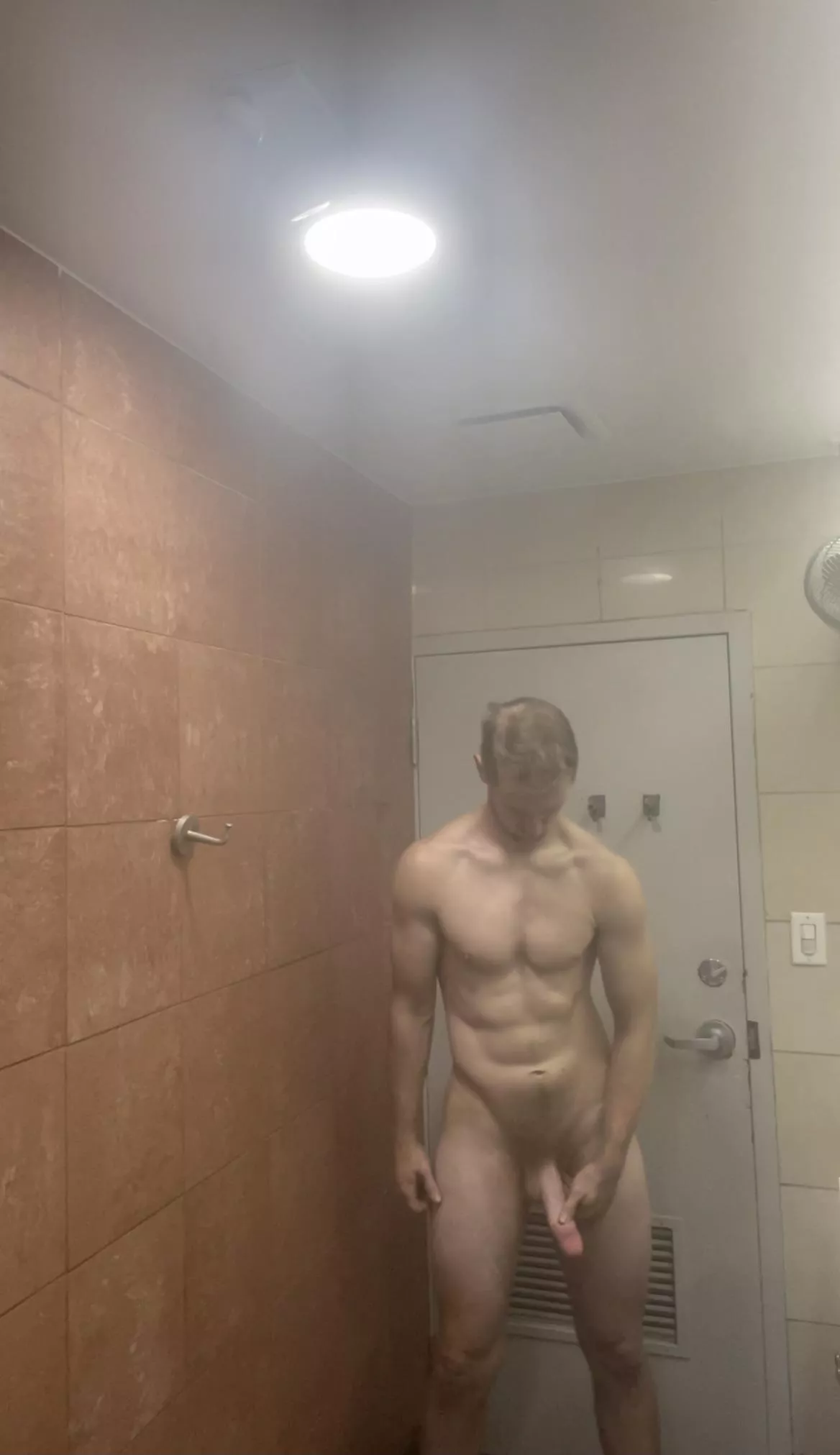 Big Drunk views erection before shower