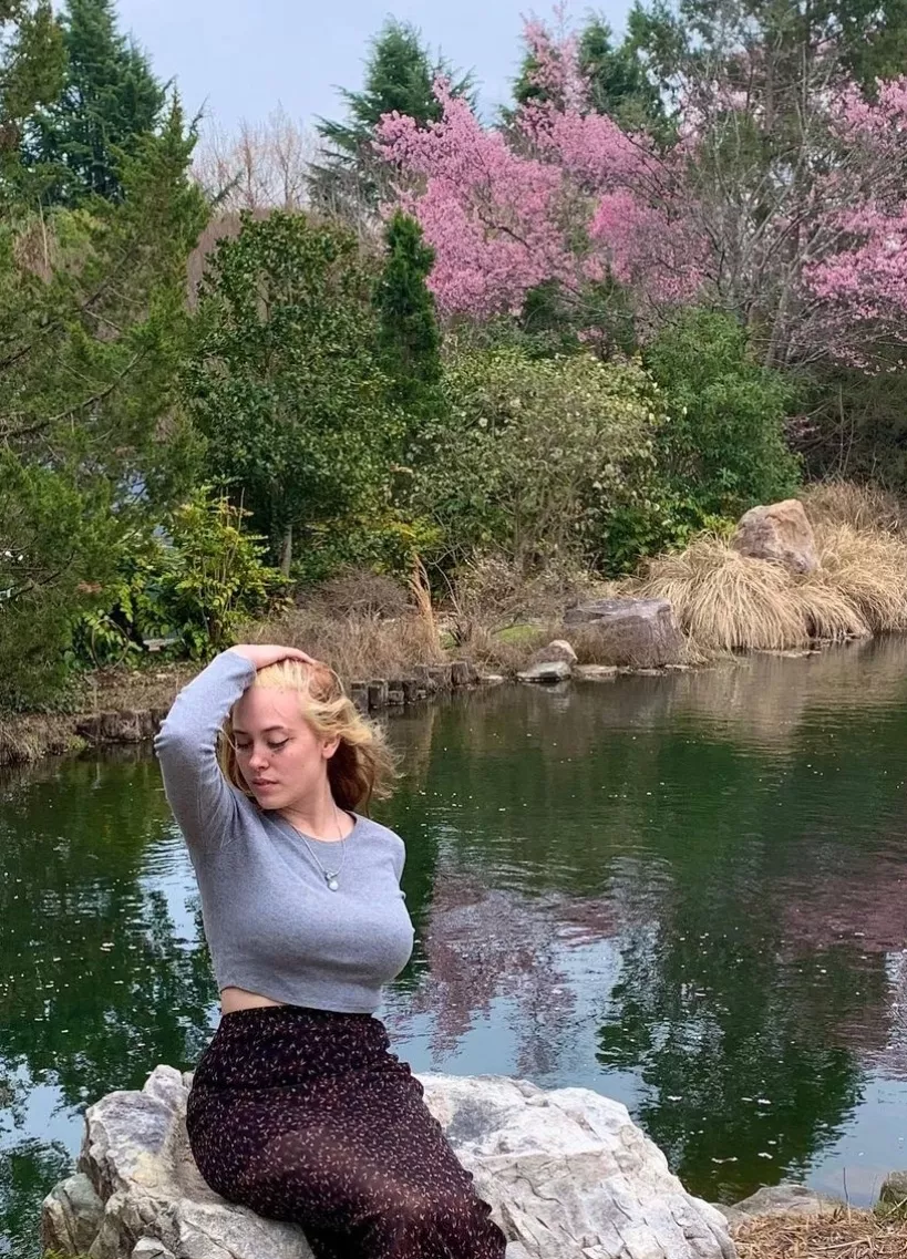 Big tits at the pond