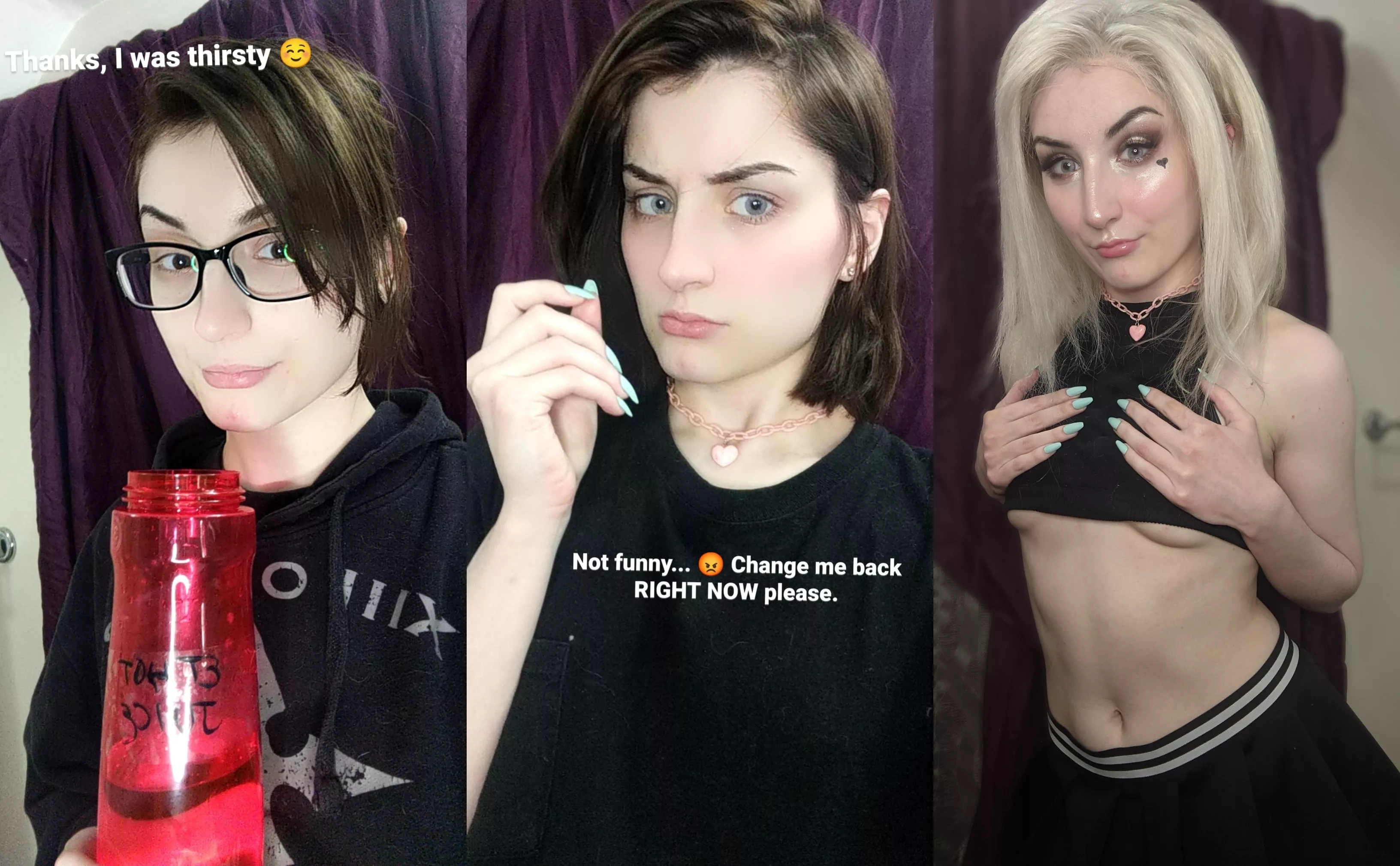 Bimbo transfromation photoset. Giving the cute gamergirl some ethot juice