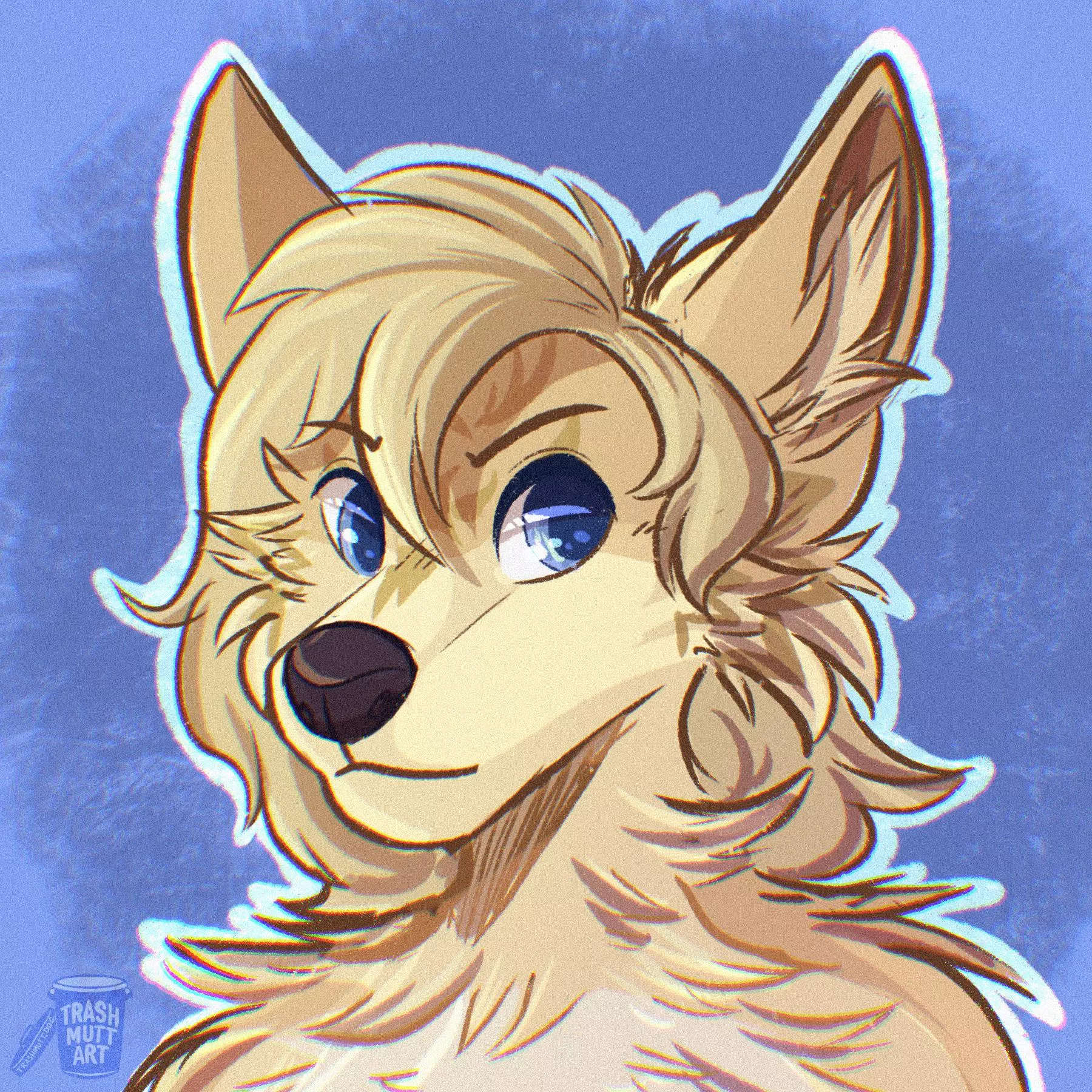 Birthday Wolf 💛 (art by me - TrashmuttArt on Twitter)