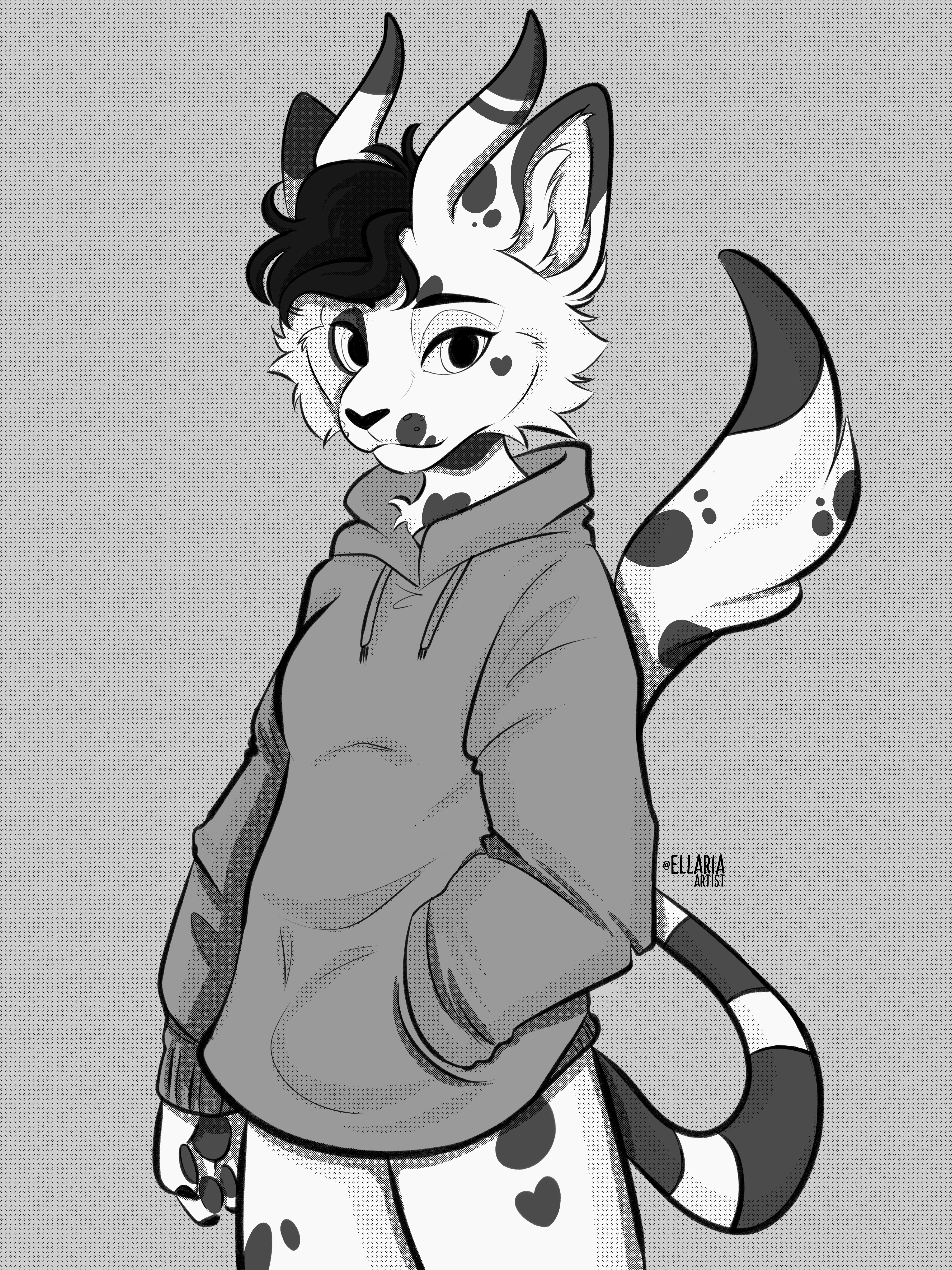 Black and white sketch of this cutie âœ¨Commissions are Open! âœ¨ (Twitter @ellariaartist)