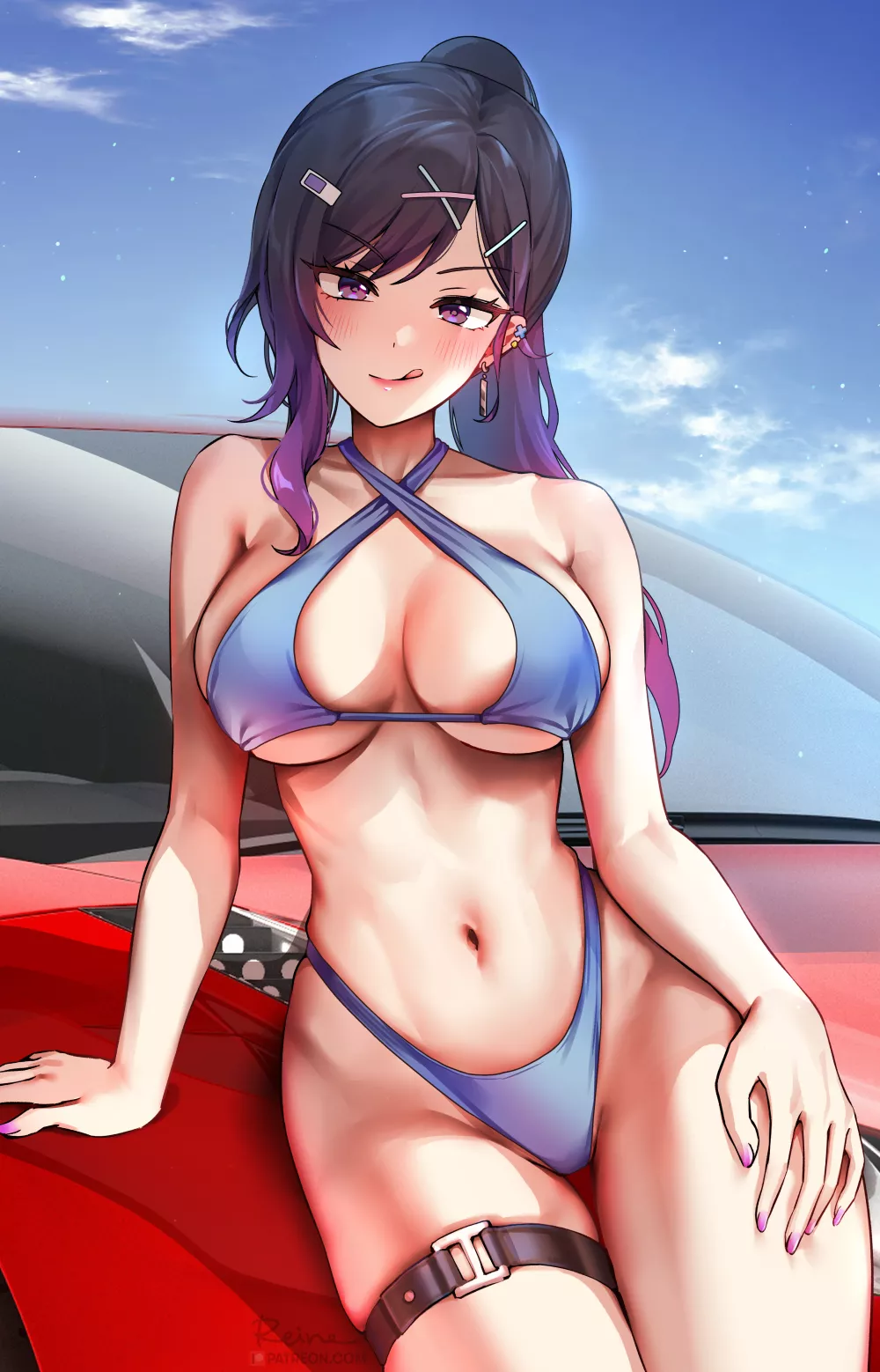 Blue Bikini Driver Liking What She Sees (Foxyreine) [Original]